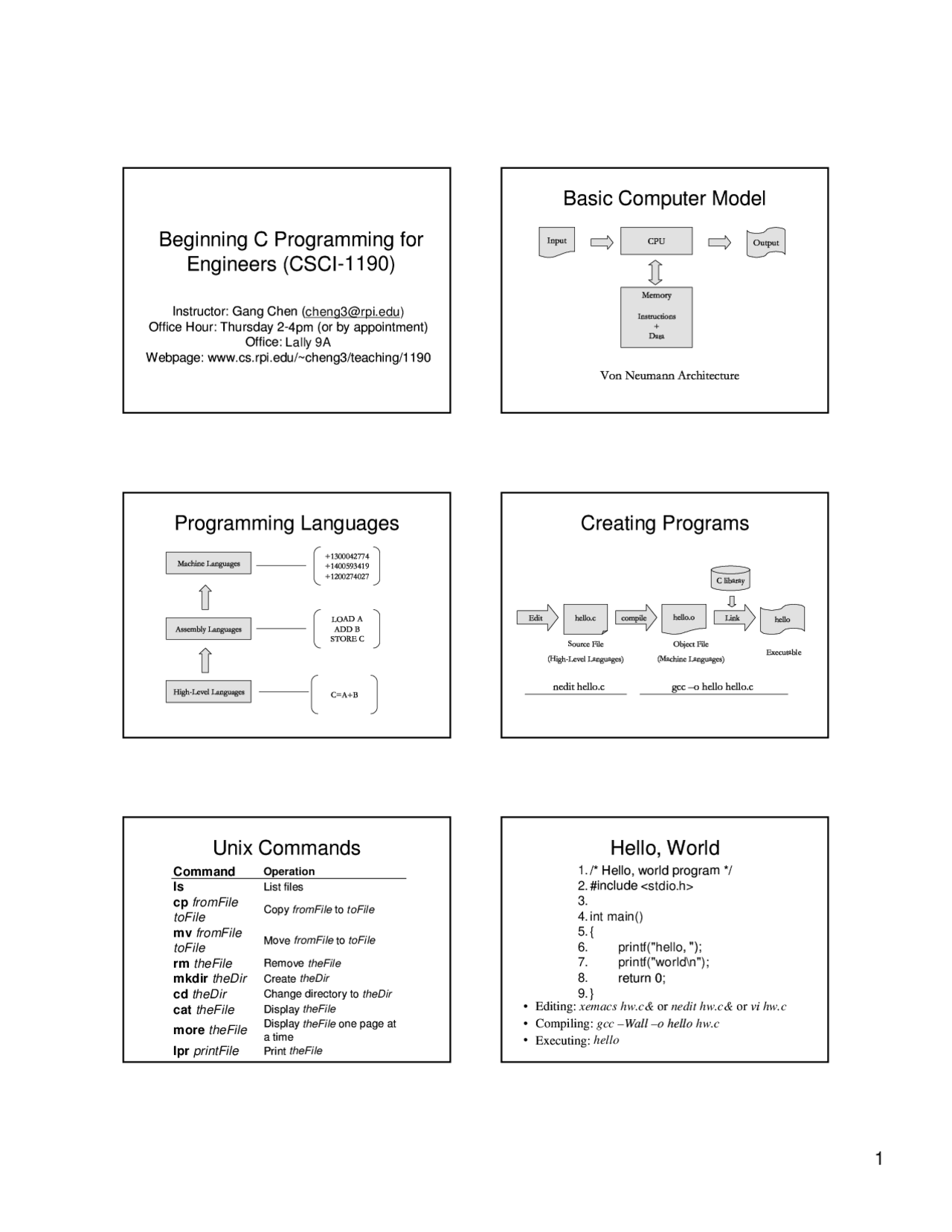 Basic Computer Model - Lecture Slides | CSCI 1190 - Docsity