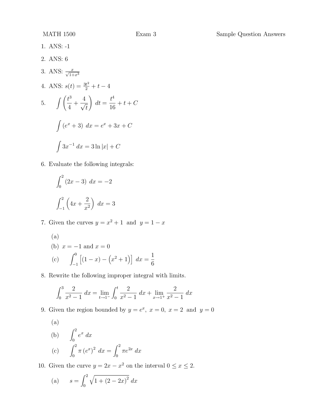 Sample Questions Answer for Calculus for Architecture, Management ...