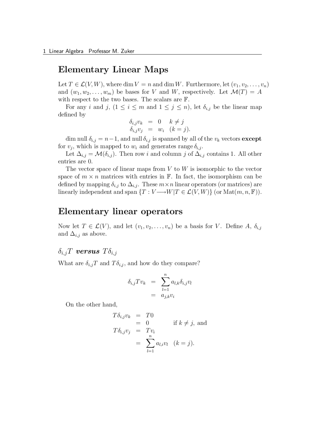 Linear Algebra: Relationship Between Linear Maps, Matrices, and ...