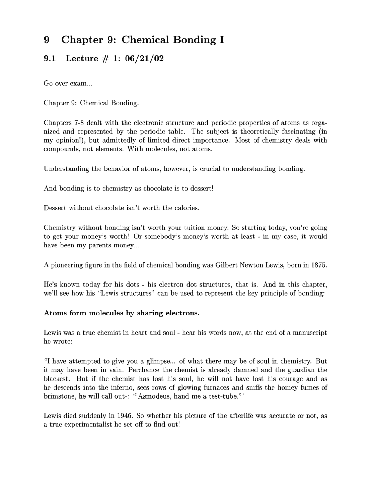 Chemical Bonding I Lecture Notes Chem 111 Docsity