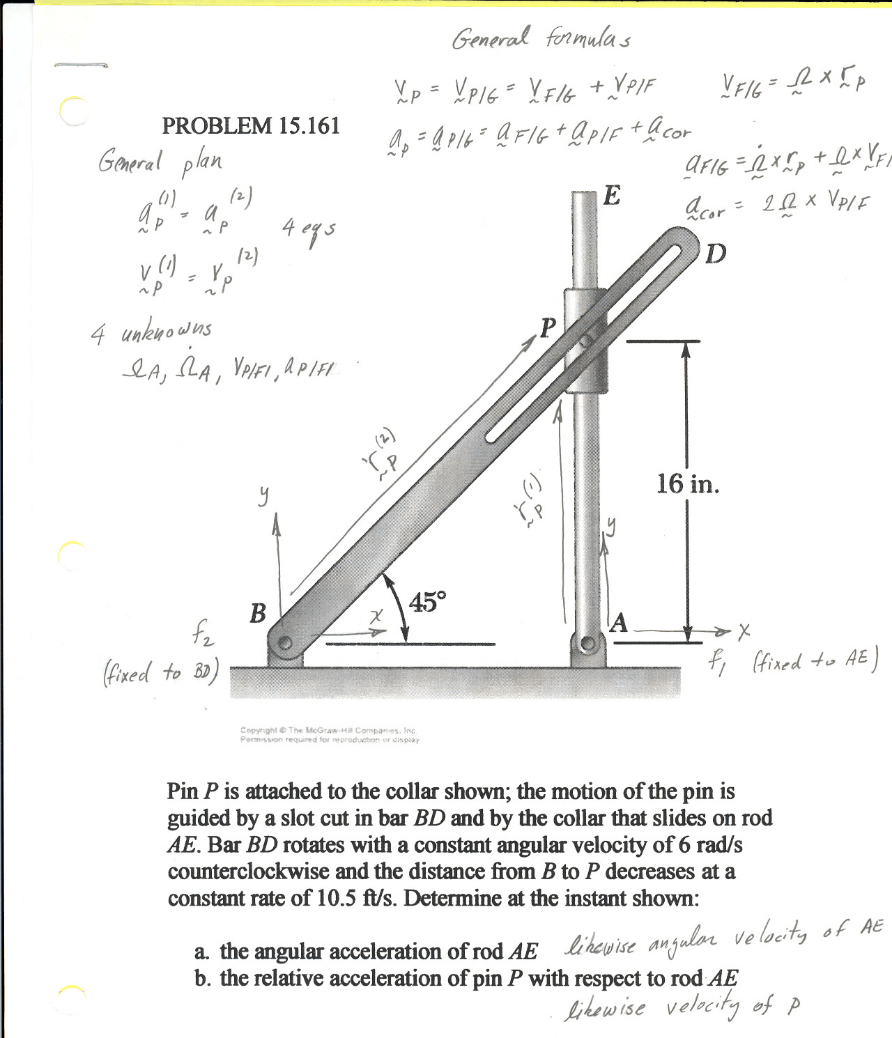 Problem Set 15 with Solution - Engineering Dynamics | ENGR 2090 - Docsity