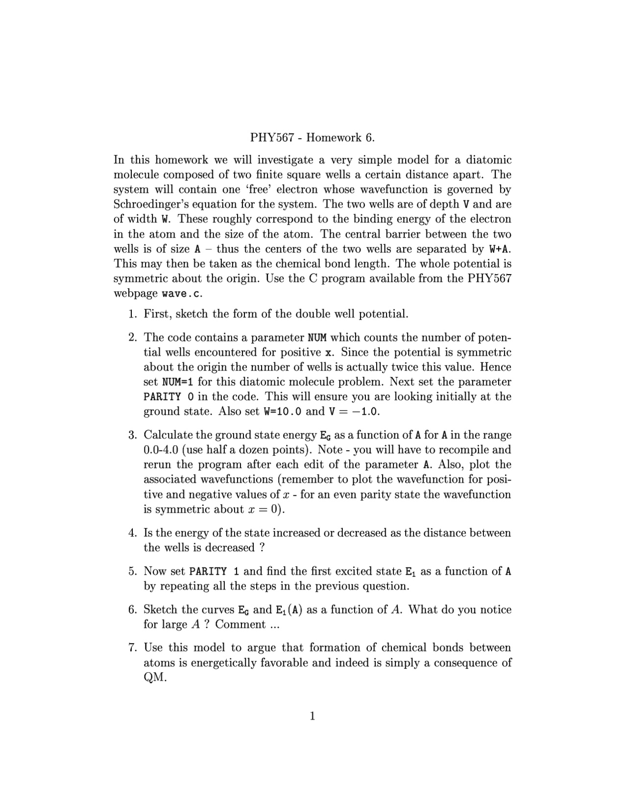 Quantum Physics Homework Example Homework 6 Practice Questions - Quantum Mechanics I | PHY 567 - Docsity