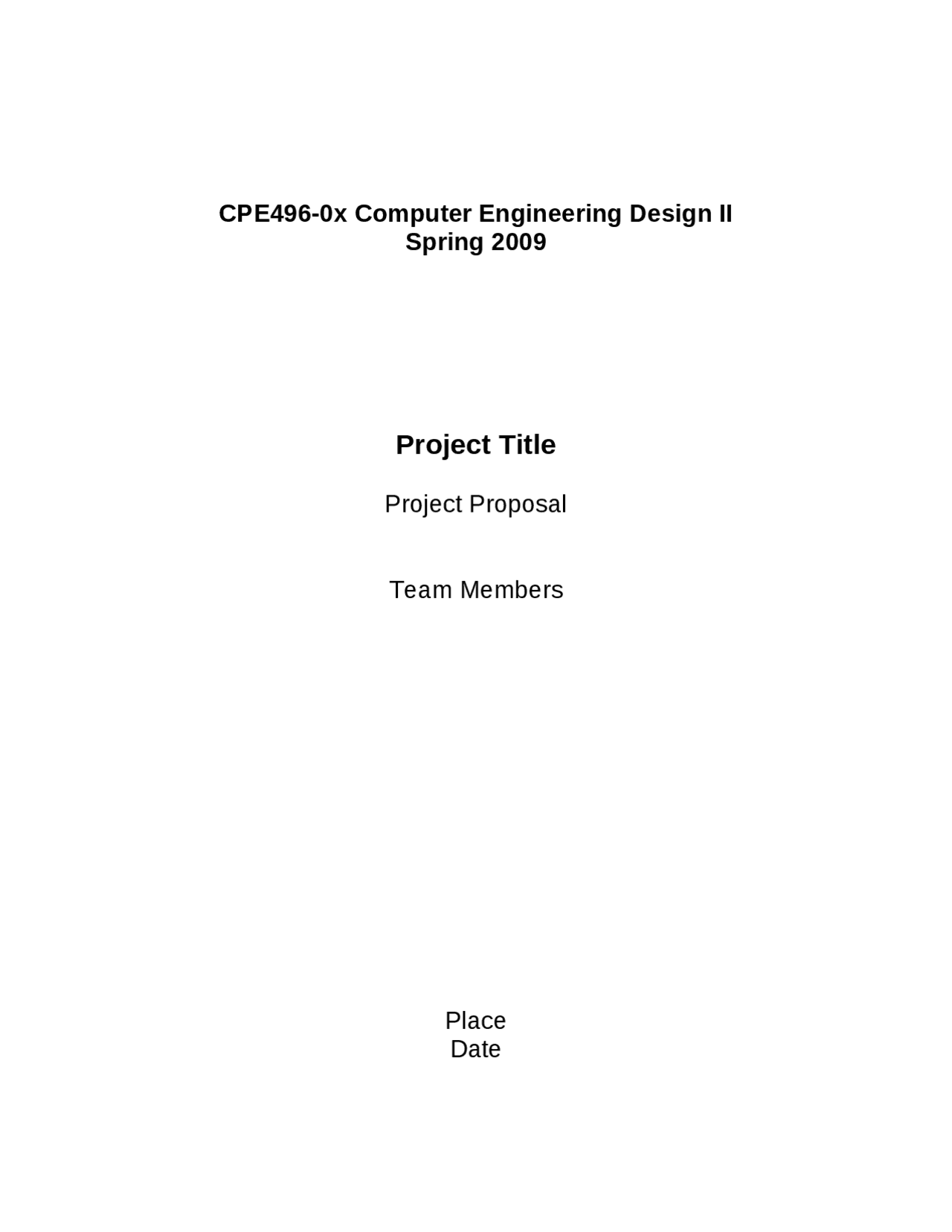 Project Title: Project Proposal - Spring 2009 | CPE 496 | Study Guides ...