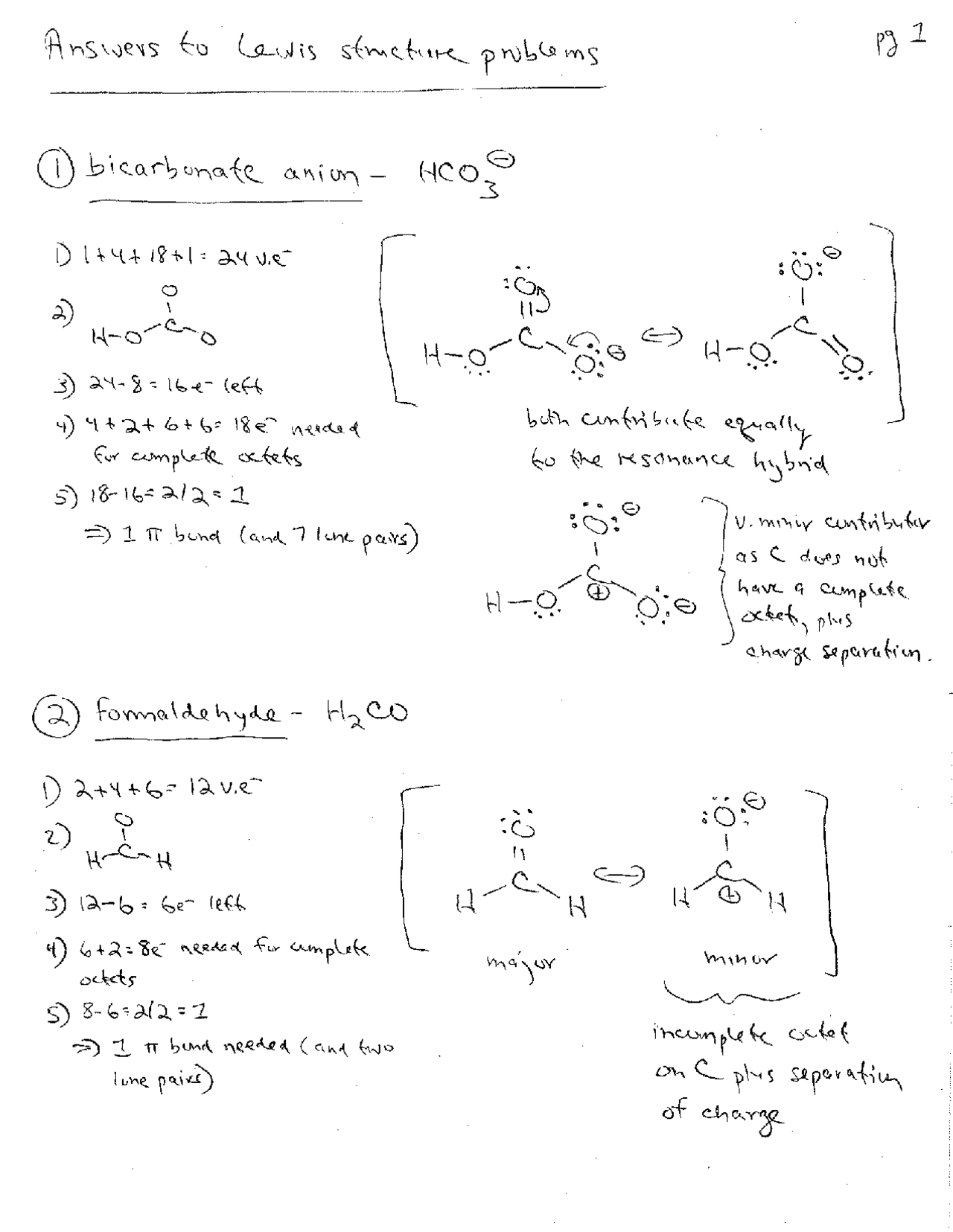 Advanced Organic Chemistry - Solutions for Lewis Structures Problems ...