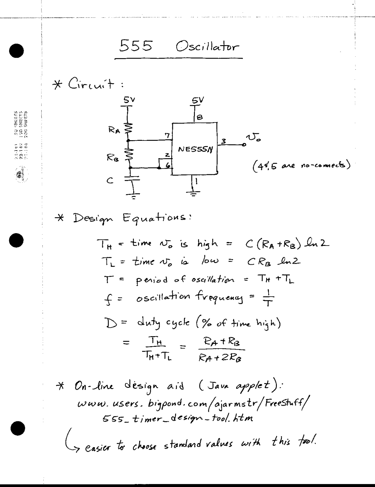 555 Oscillator - Digital Systems - Handwritten Notes | ECE 333 - Docsity