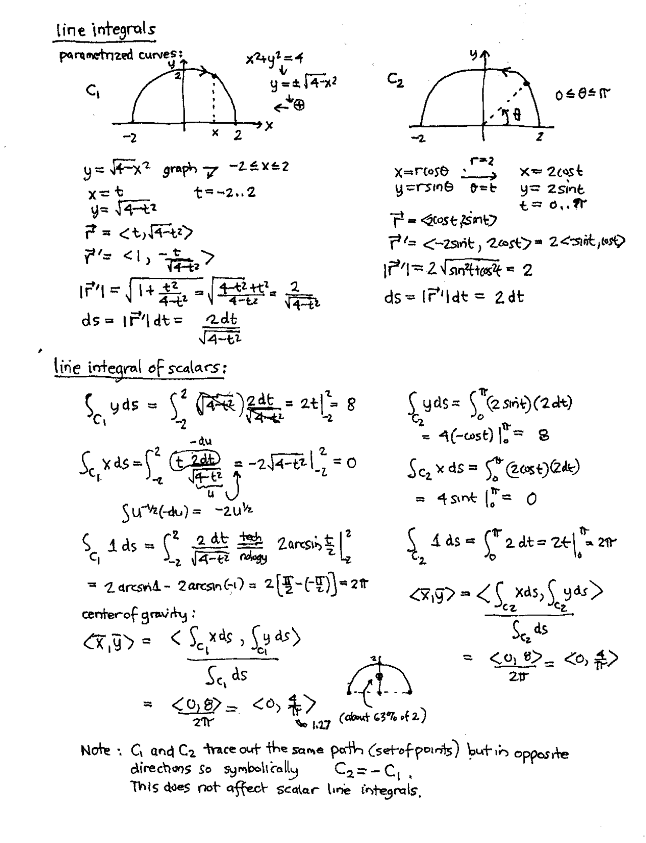 Line Integrals - Calculus III - Lecture Notes | MAT 2500 - Docsity