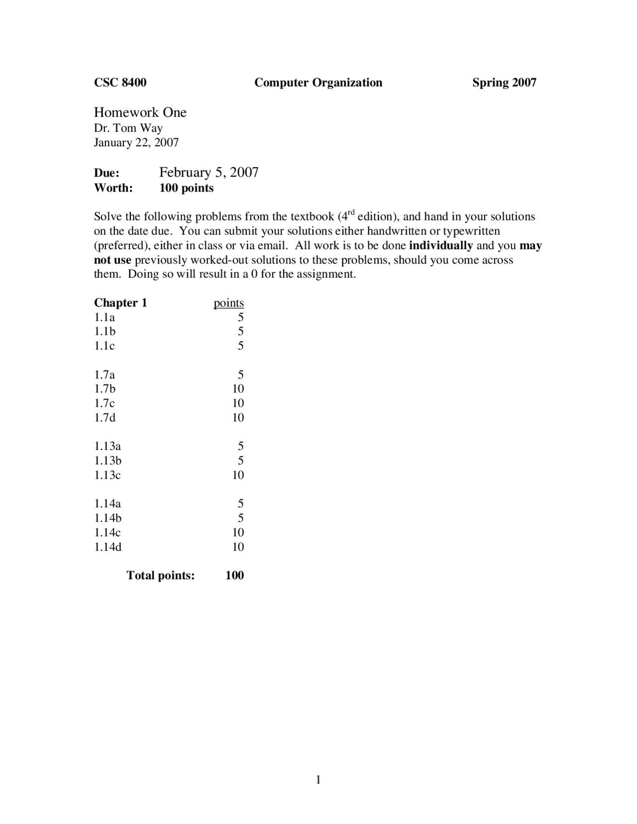 Computer Systems - Homework 1 for Computer Organization | CSC 8400 ...