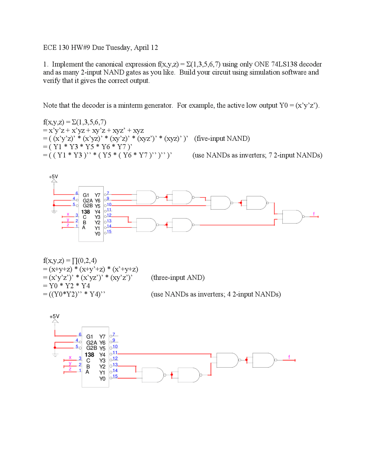 Homework 9 Solutions - Introduction to Logic Design | ECE 130 - Docsity
