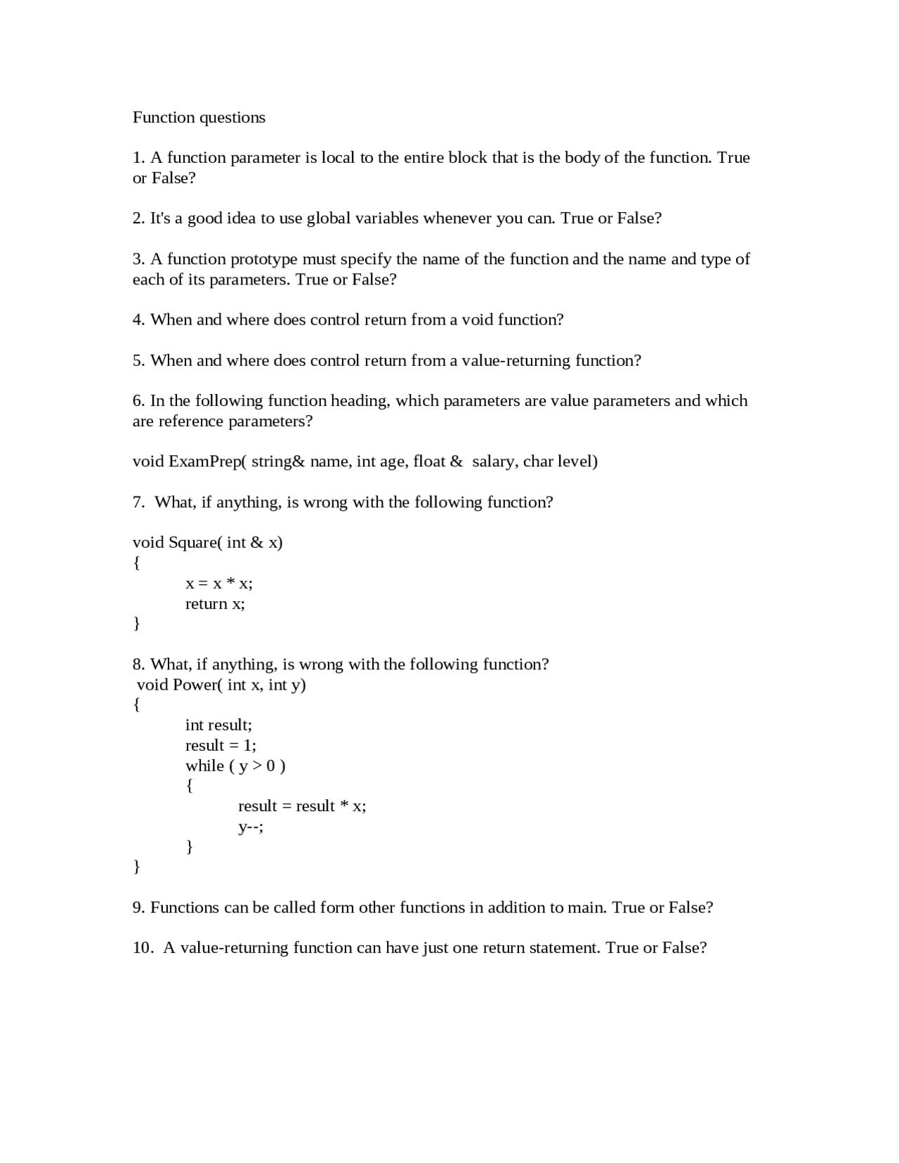 13 Function Questions on Computer Science I - Exam | CPSC 220 - Docsity