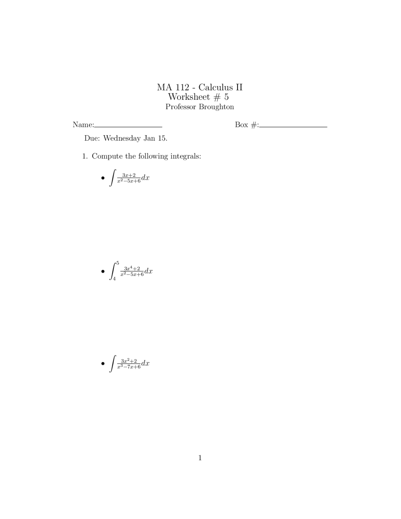 Compute the Integral Questions - Calculus II | MA 112 | Assignments ...