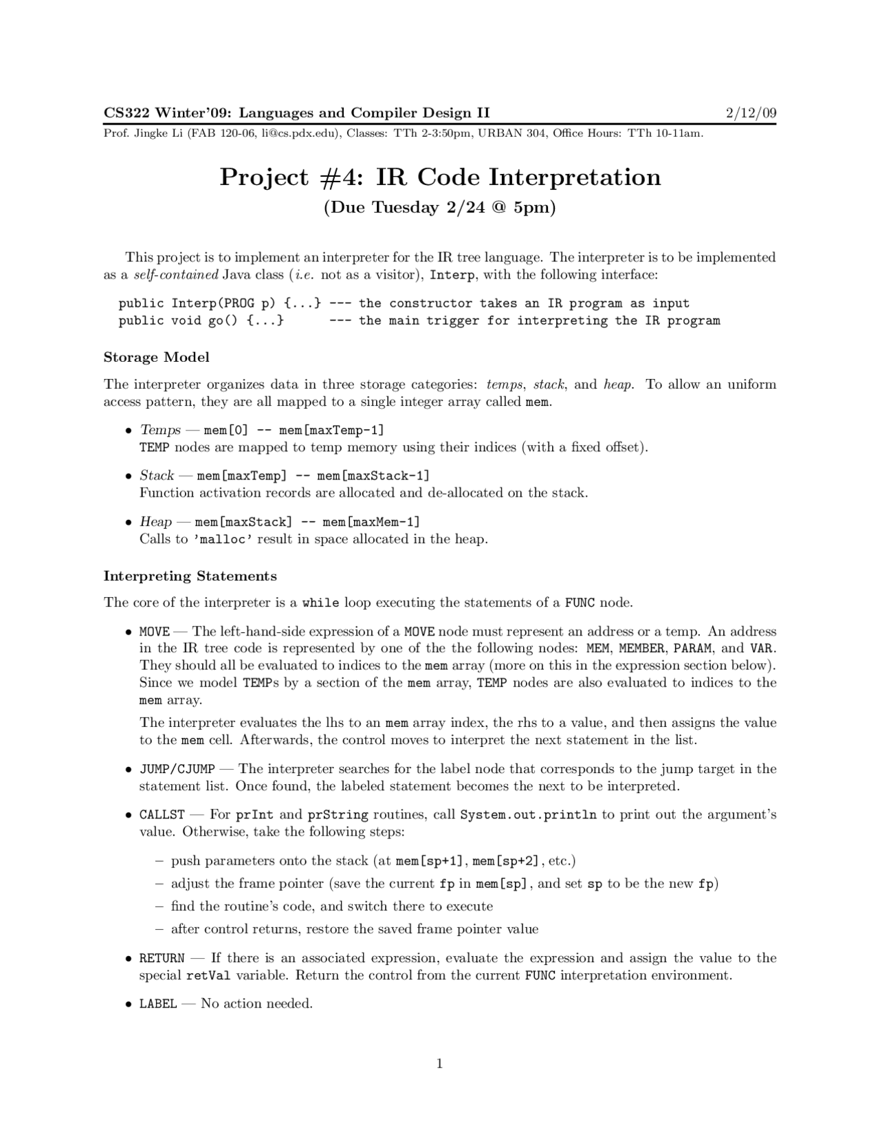 Code Interpretation in Language Compiler Design - Project | CS 322 ...