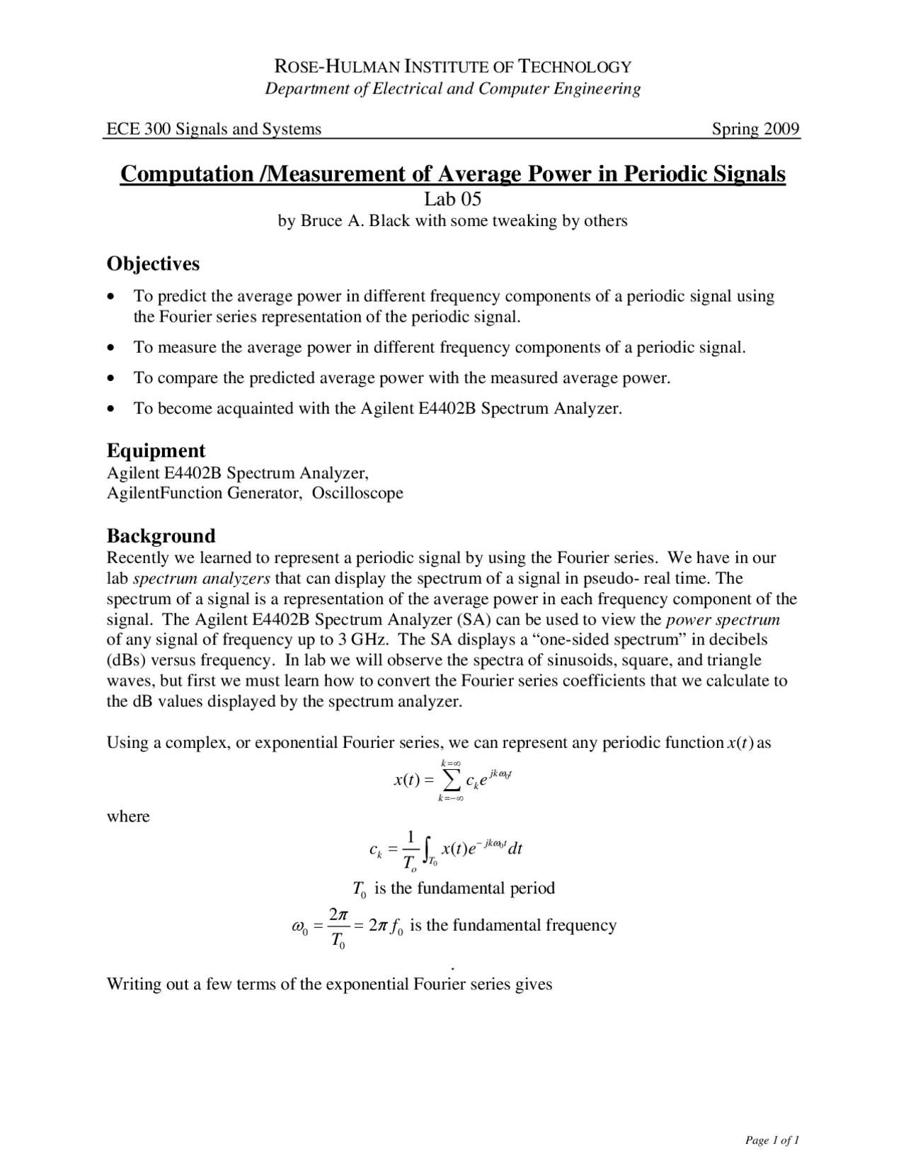 Computation of Average Power in Periodic Signals - Lab 5 Report | ECE ...