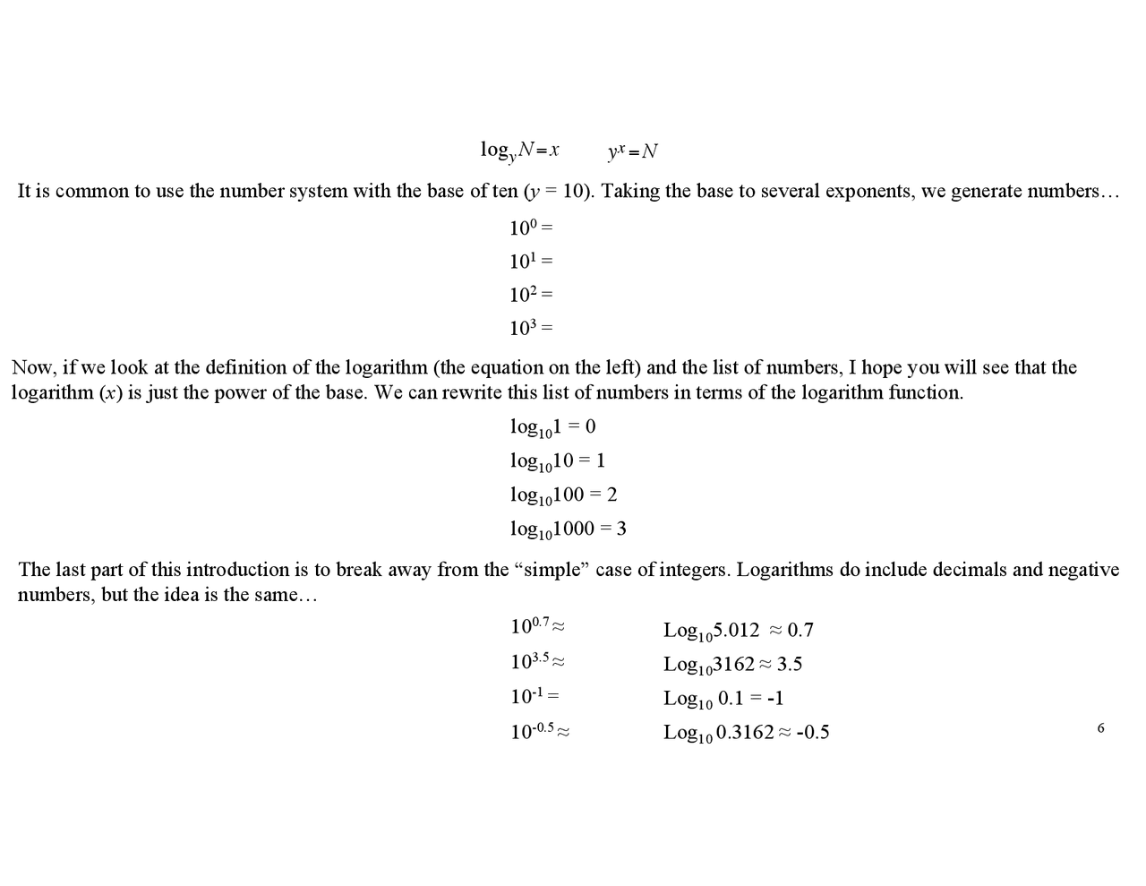 Logarithms bases Bases other than 10 Acoustics PHYS 170 Docsity