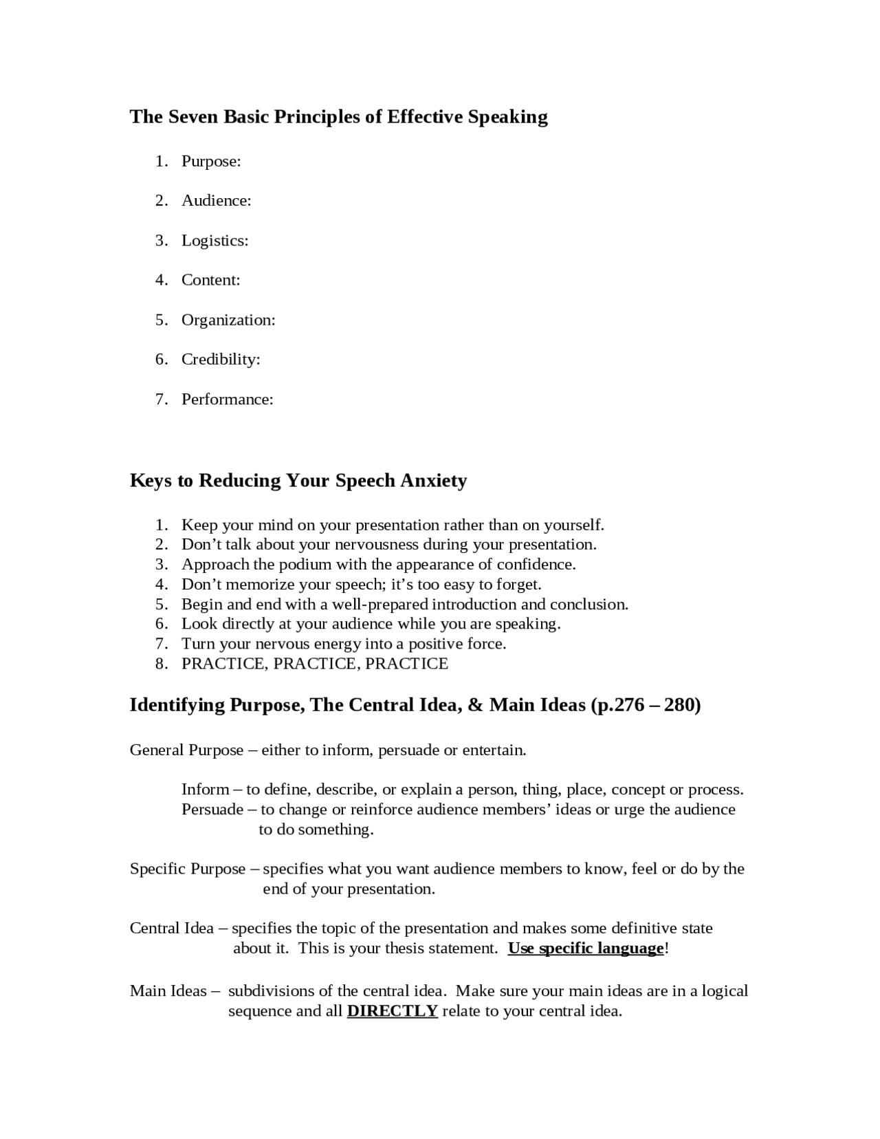 The Seven Basic Principles of Effective Speaking | HCOM 100 - Docsity