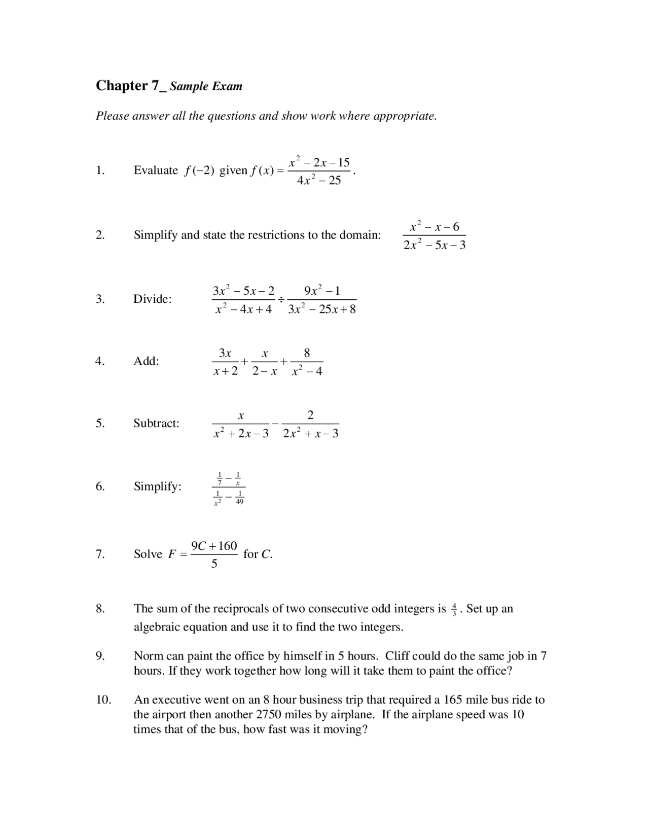 10 Solved Questions to Evaluate the Domain Functions - Sample Exam ...