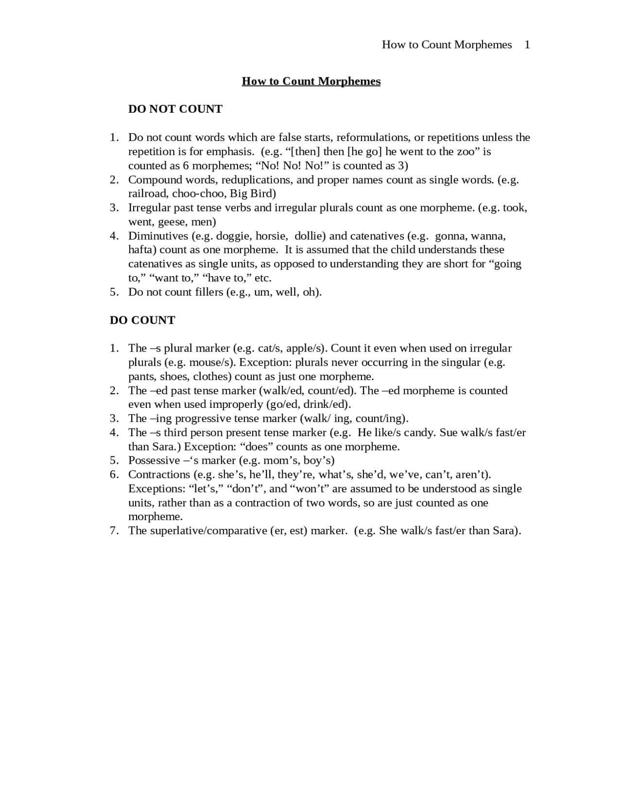 Notes on How to Count Morphemes - Assessing Language in Children | SHS ...