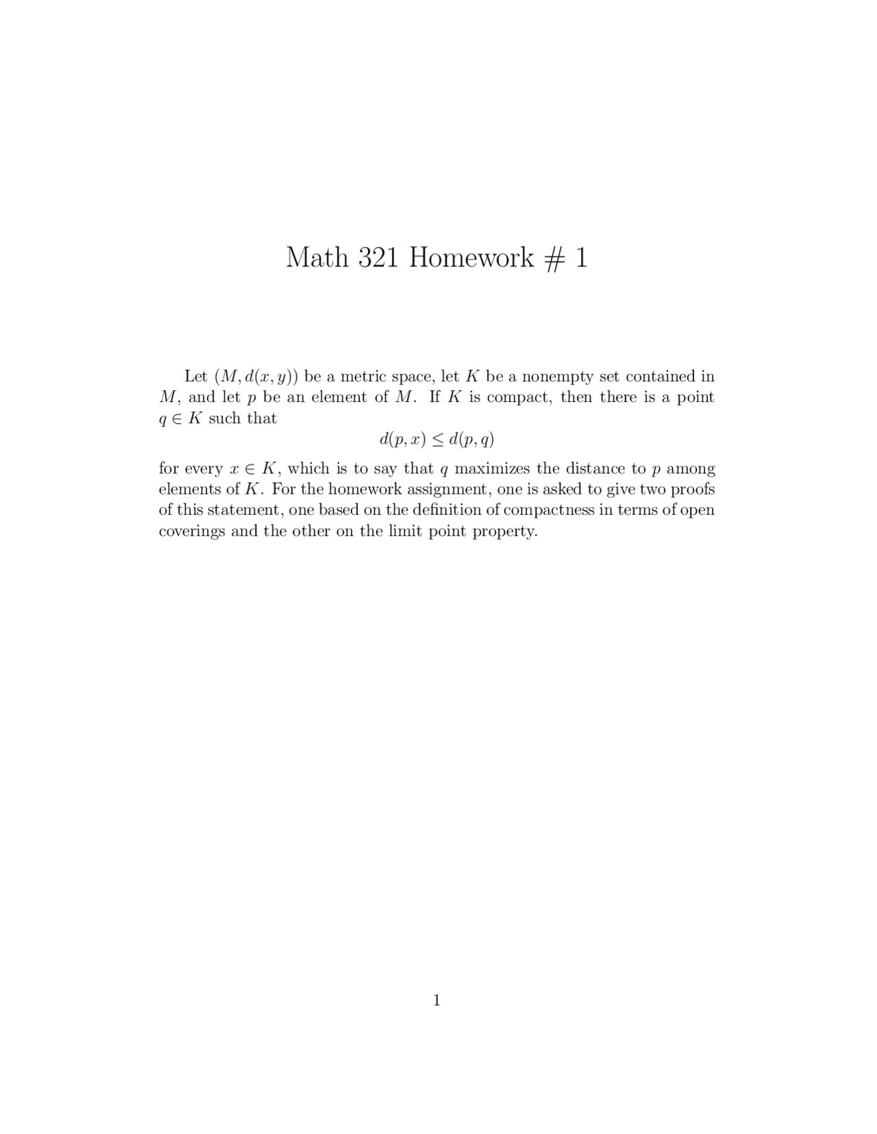 Homework 1 Practice Problem on Introduction to Analysis I | MATH 321 ...