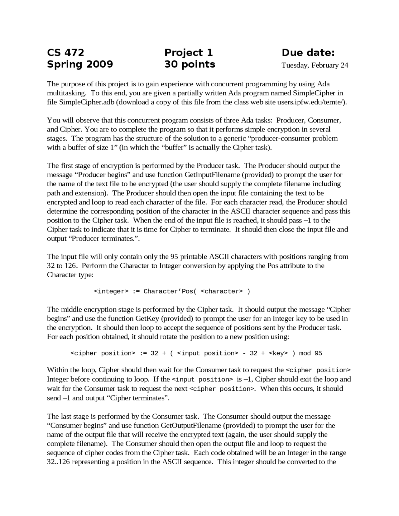 Comp 472 Project Partial Implementation of Project 1 - Operational Systems Design | CS ...