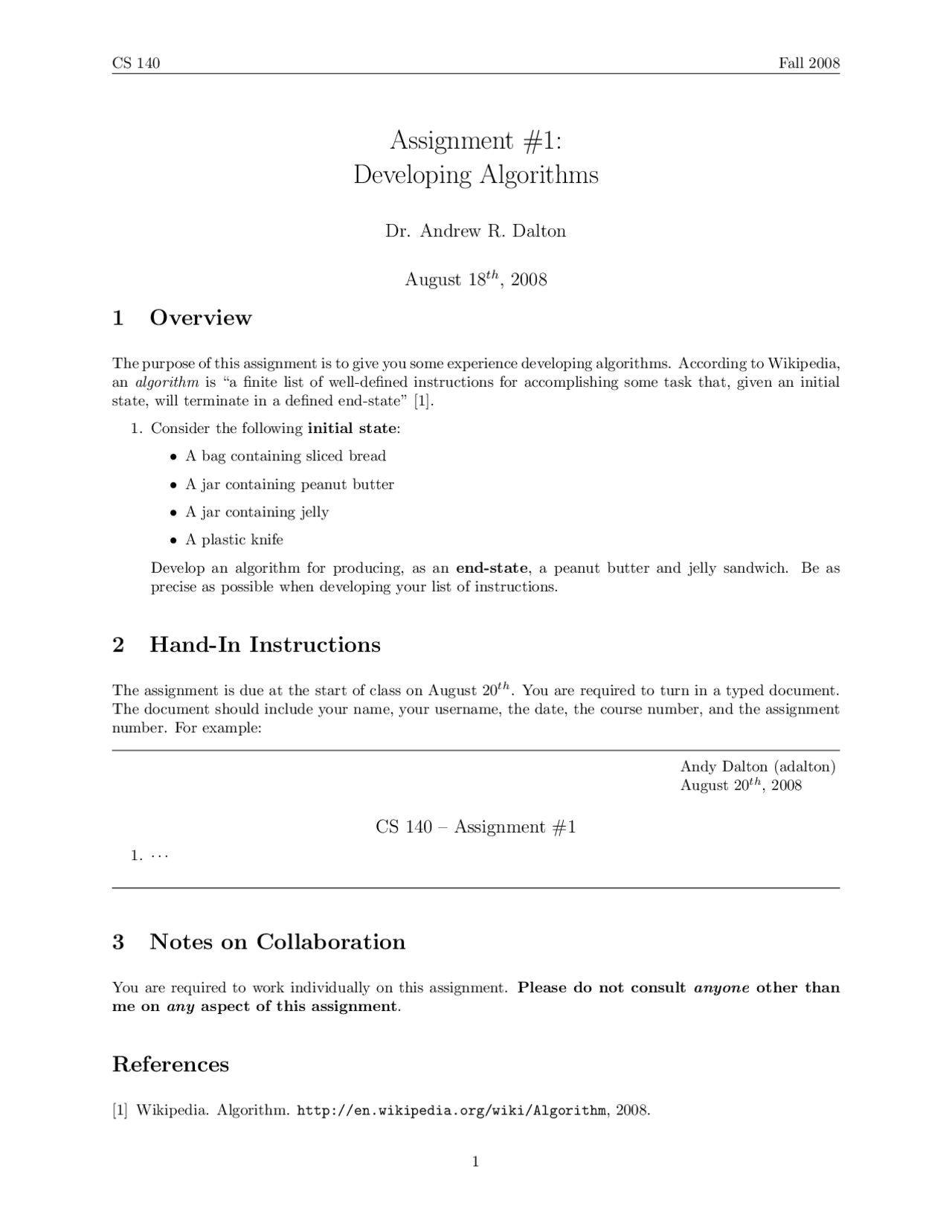 Overview of Developing Algorithms - Assignment 1 | CS 140 - Docsity