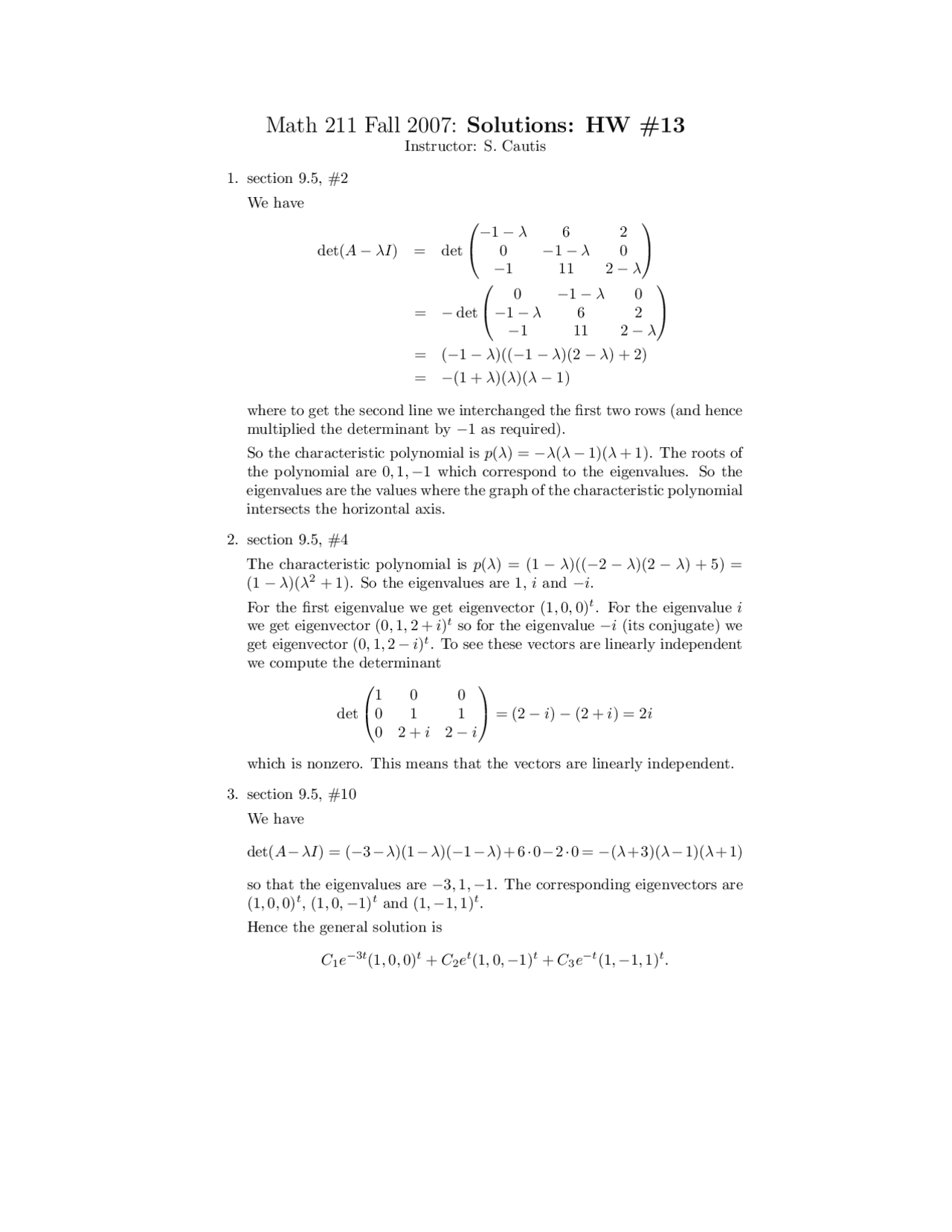 8 Solved Questions on the Engine Values - Assignment 13 | MATH 211 ...