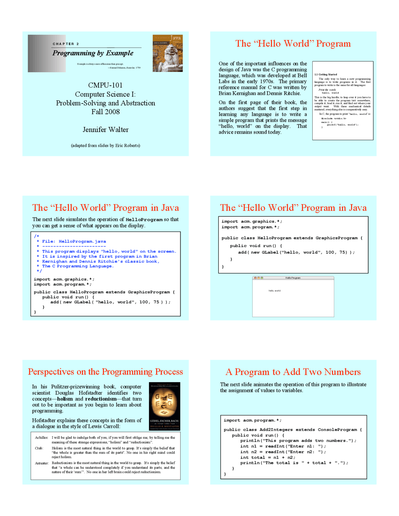 The Hello World Program in Java - Lecture Slides | CMPU 101 - Docsity