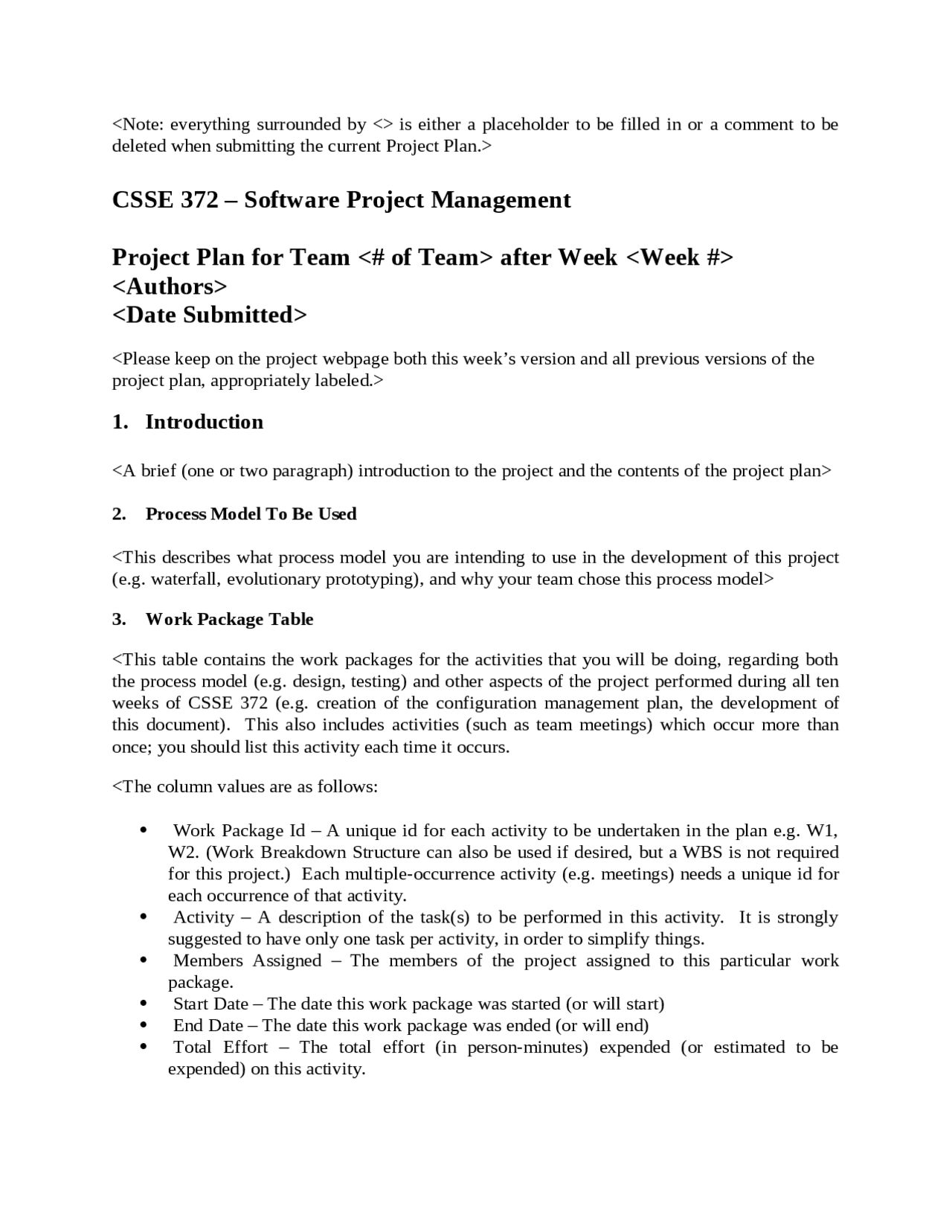 Introduction to Software Project Management - Project | CSSE 372 - Docsity