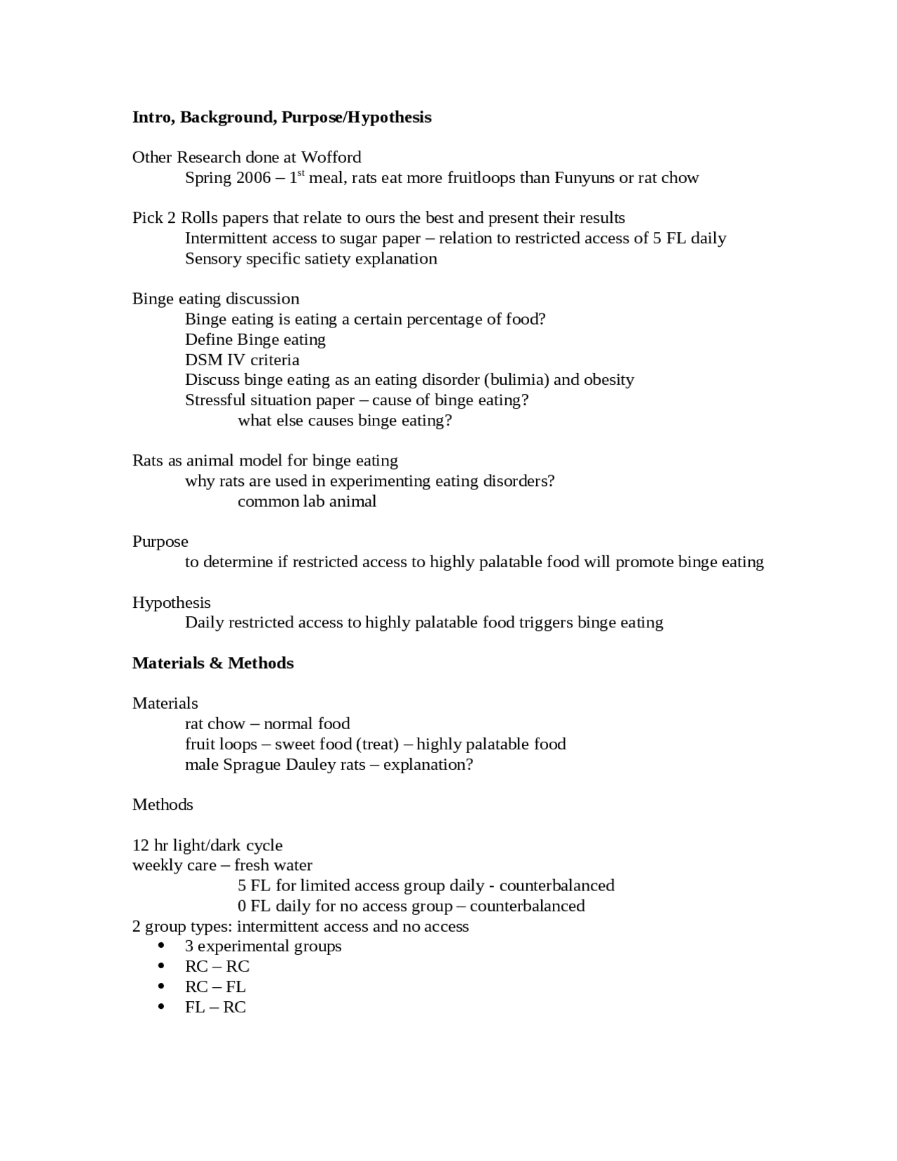Types of Highly Palatable Foods in Human Beings | BIO 250 - Docsity