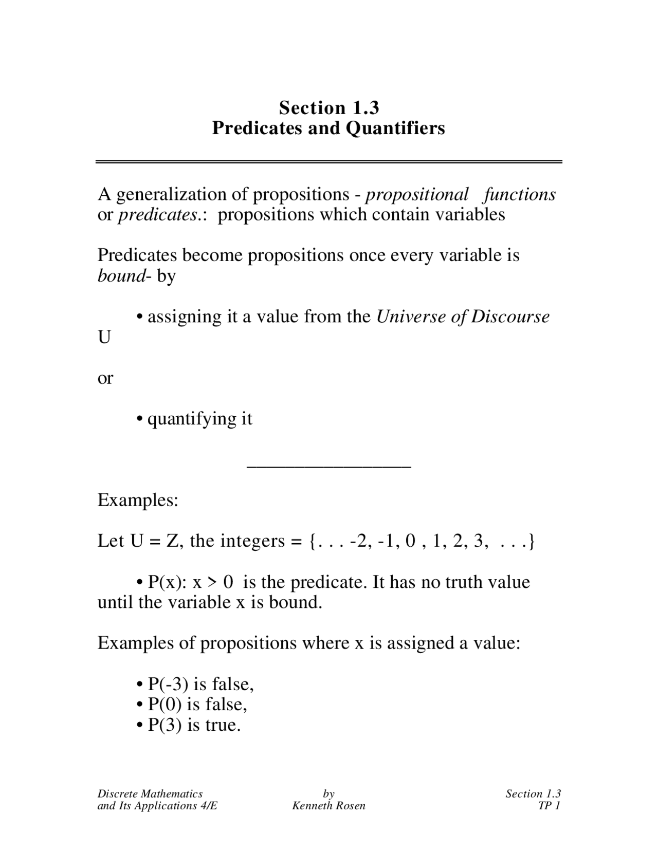 Elements of Discrete Mathematics - Predicates and Quantifiers | MAT ...
