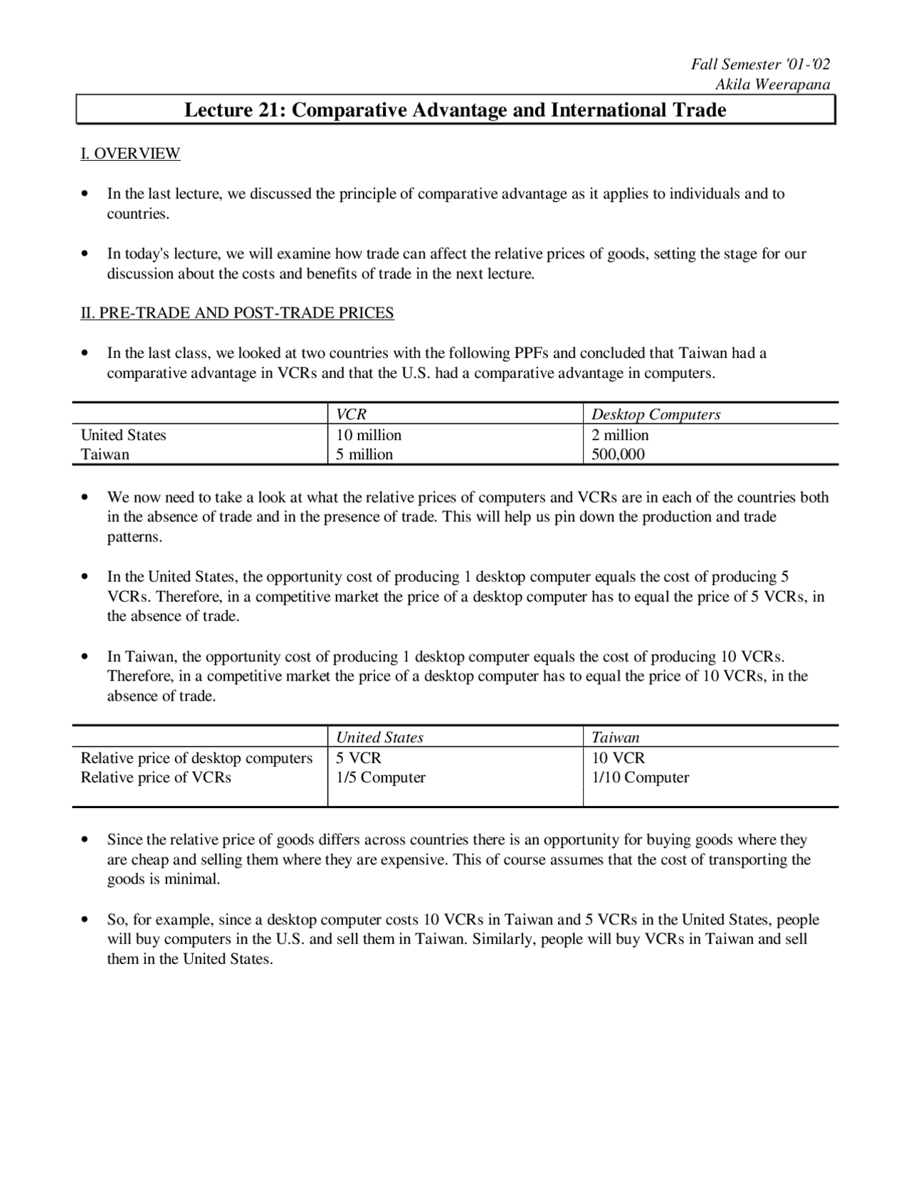 Comparative Advantage and International Trade - Lecture Notes | ECON ...