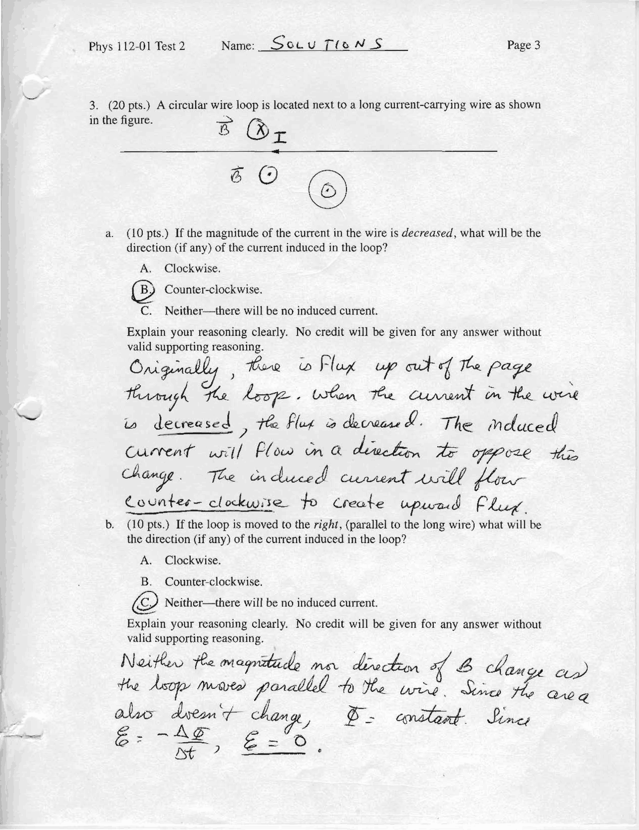 Sample Test 2 with Solutions - General Physics-Electricity and ...