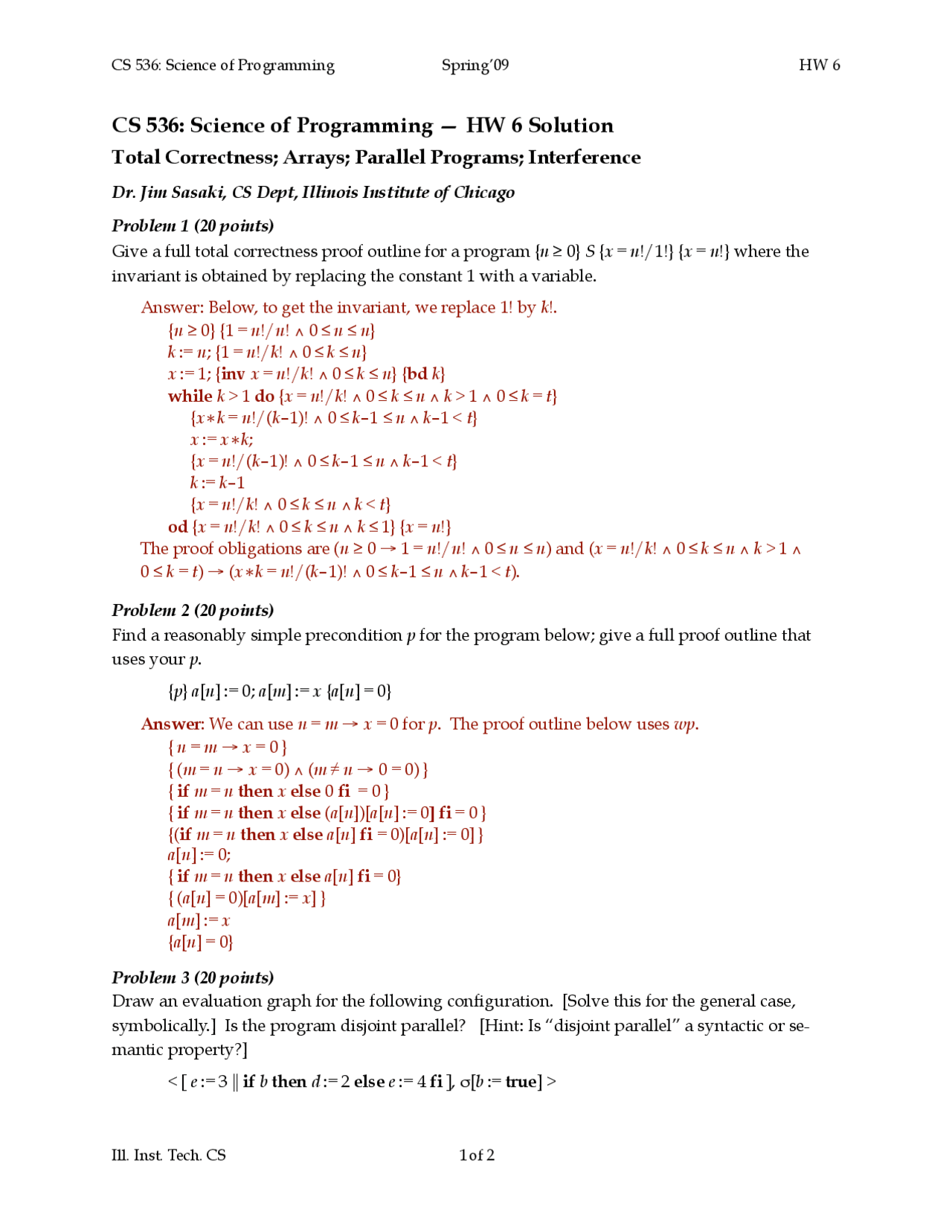 Homework Six Solved - Science of Programming | CS 536 - Docsity
