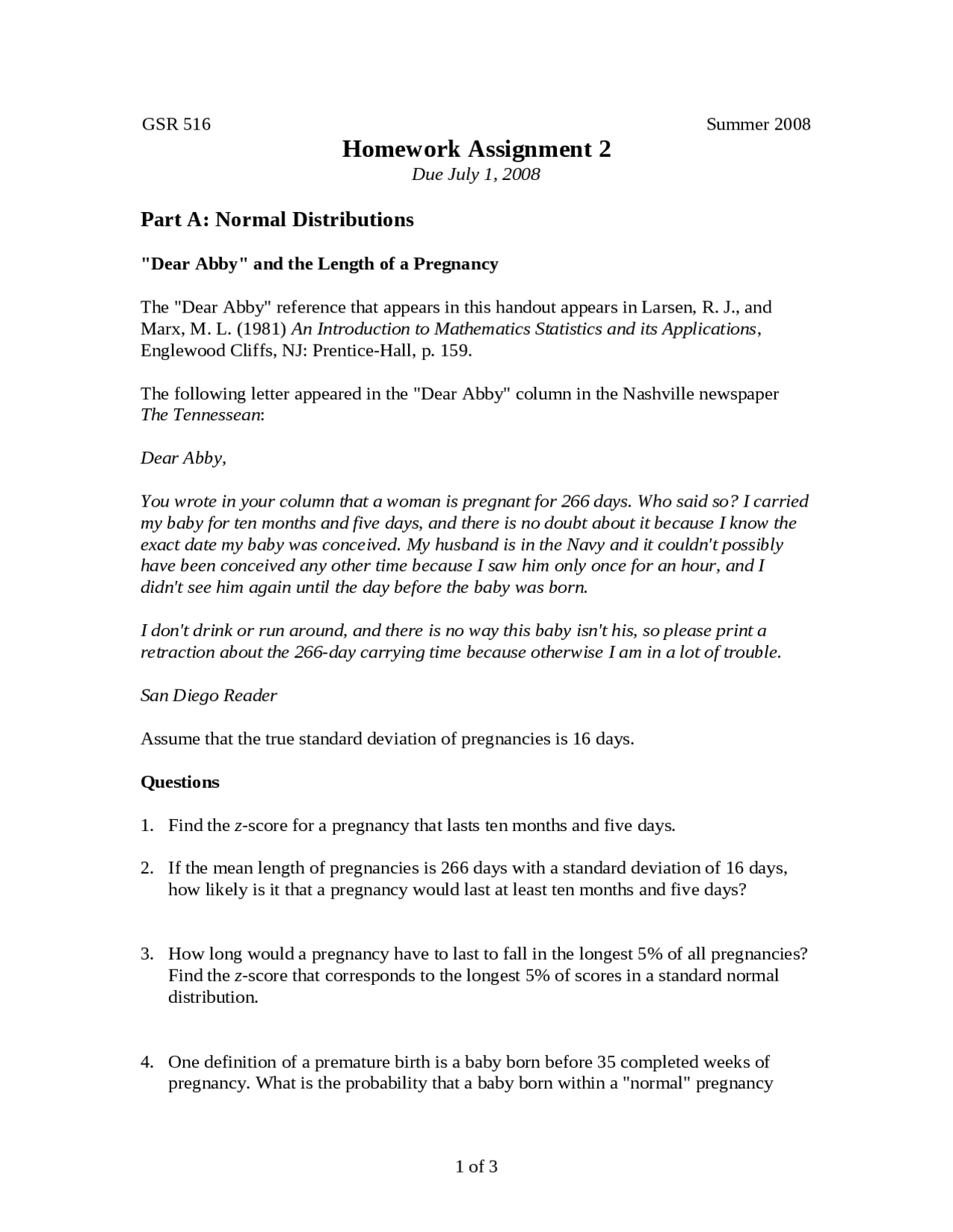 7 Solved Questions on the Normal Distribution - Assignment 2 | MATH 217 ...