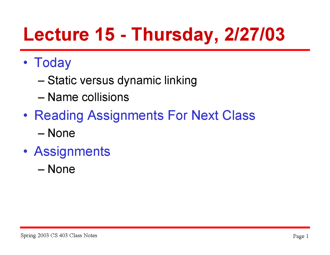 Static Versus Dynamic Linking - Programming Languages | CS 403 - Docsity