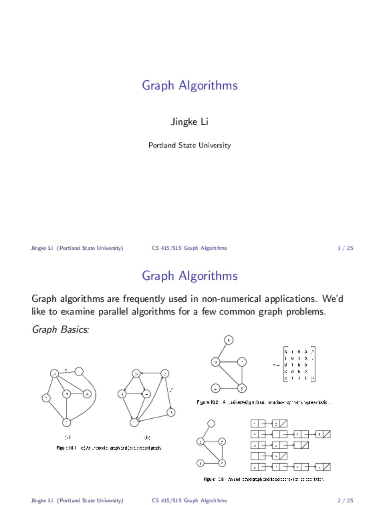 Graph Algorithms - Parallel Programming - Notes | CS 415 - Docsity