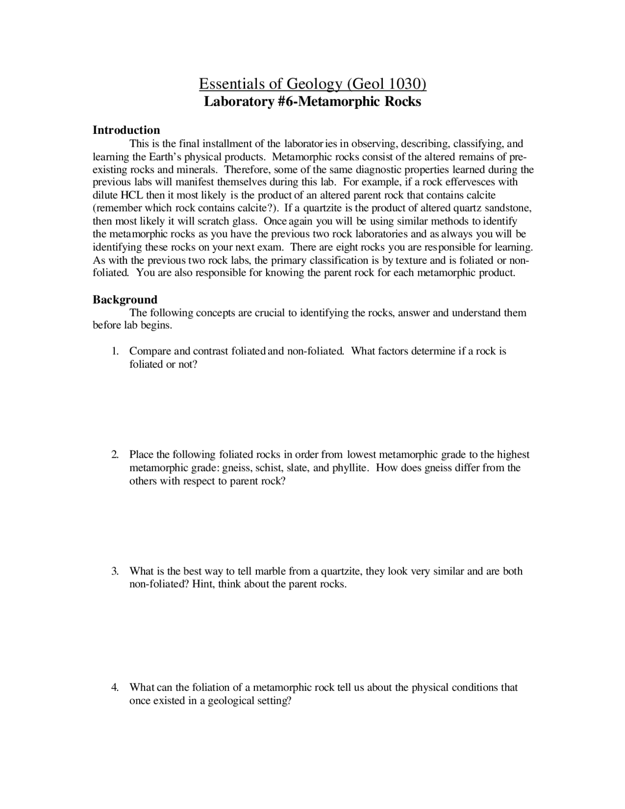 Metamorphic Rocks - Essentials of Geology | GEOL 1030 - Docsity