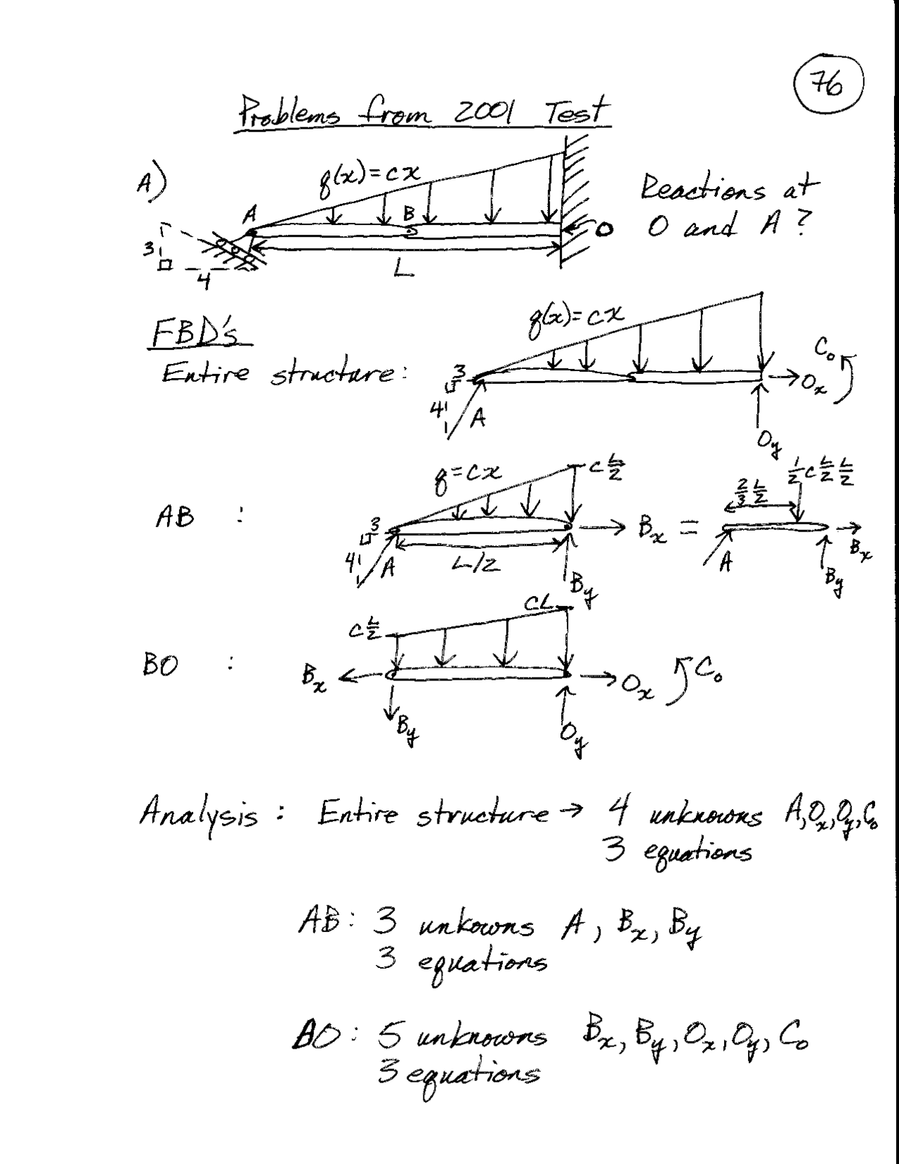 Test 1 Solved Problems - Engineering Mechanics - Fall 2001 | MECH 211 ...