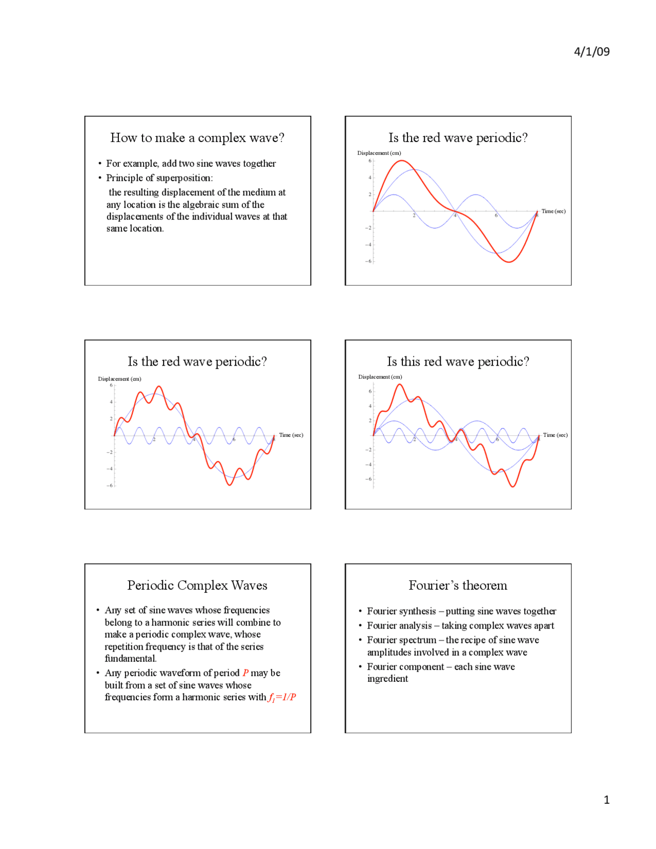 How to Make a Complex Wave - Lecture Slides | PHYS 130 - Docsity
