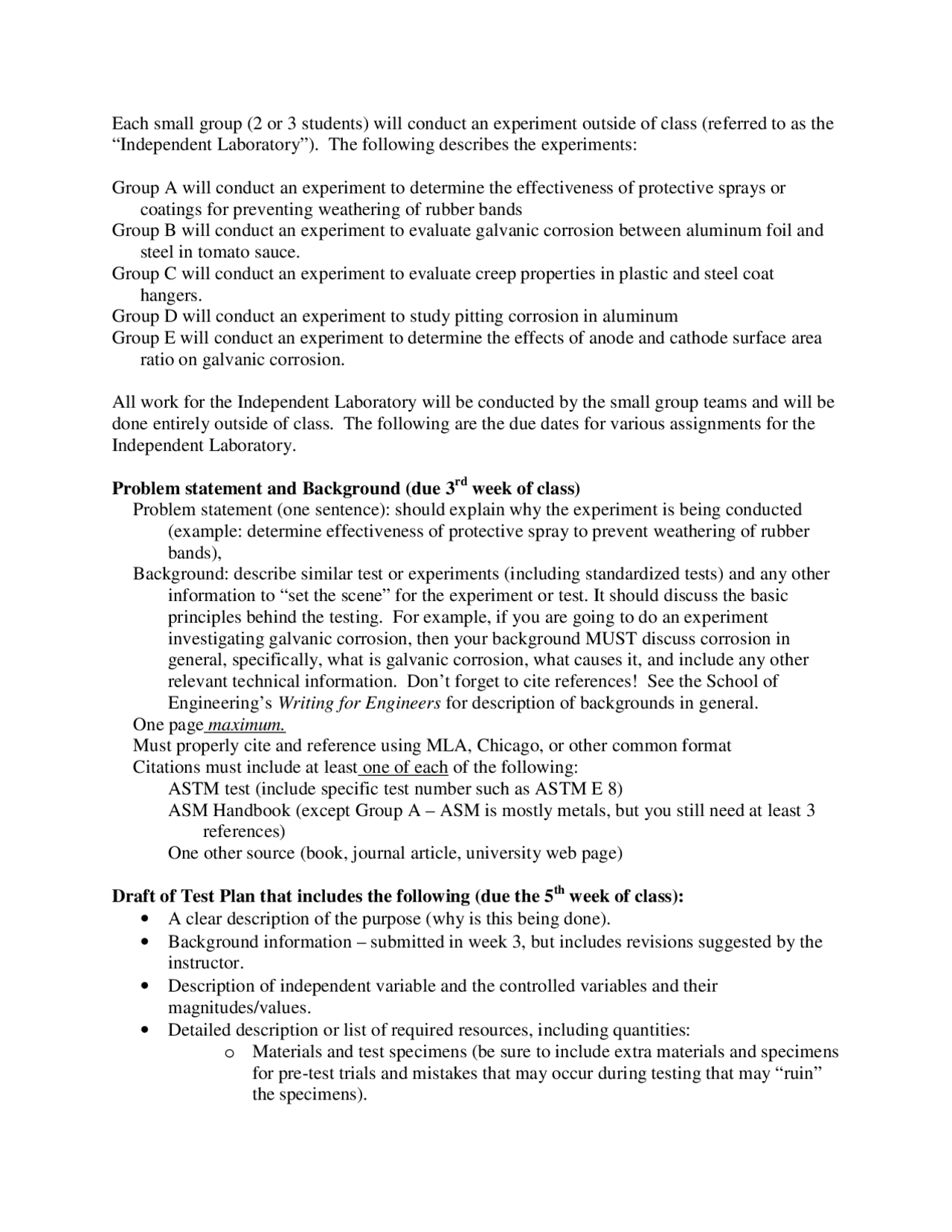 Lab 9 for Sketches of Samples - Materials Laboratory | EGR 270 - Docsity