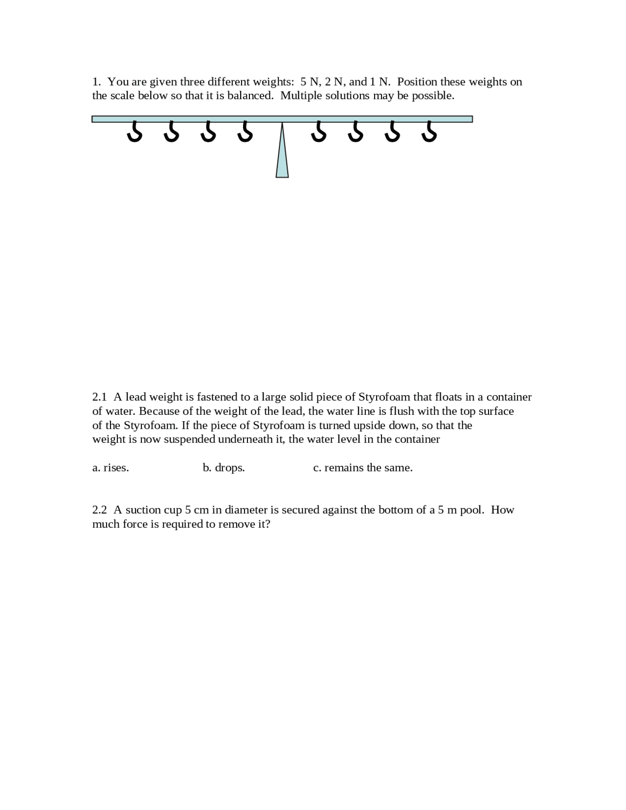 9 Questions in Exam - General Physics I | PHY 113 - Docsity
