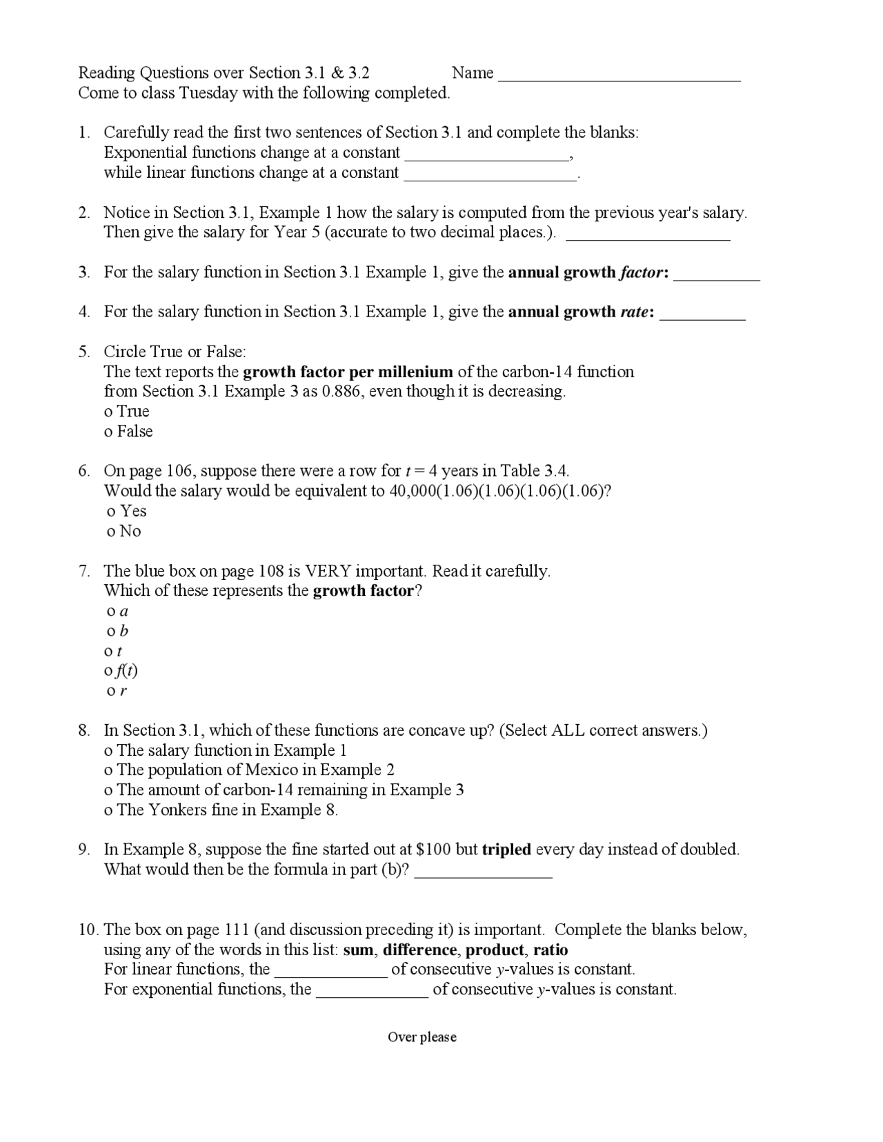 16 Problems On Linear And Exponential Functions Assignment MA 153 16-problems-on-linear-and-exponential-functions-assignment-ma-153