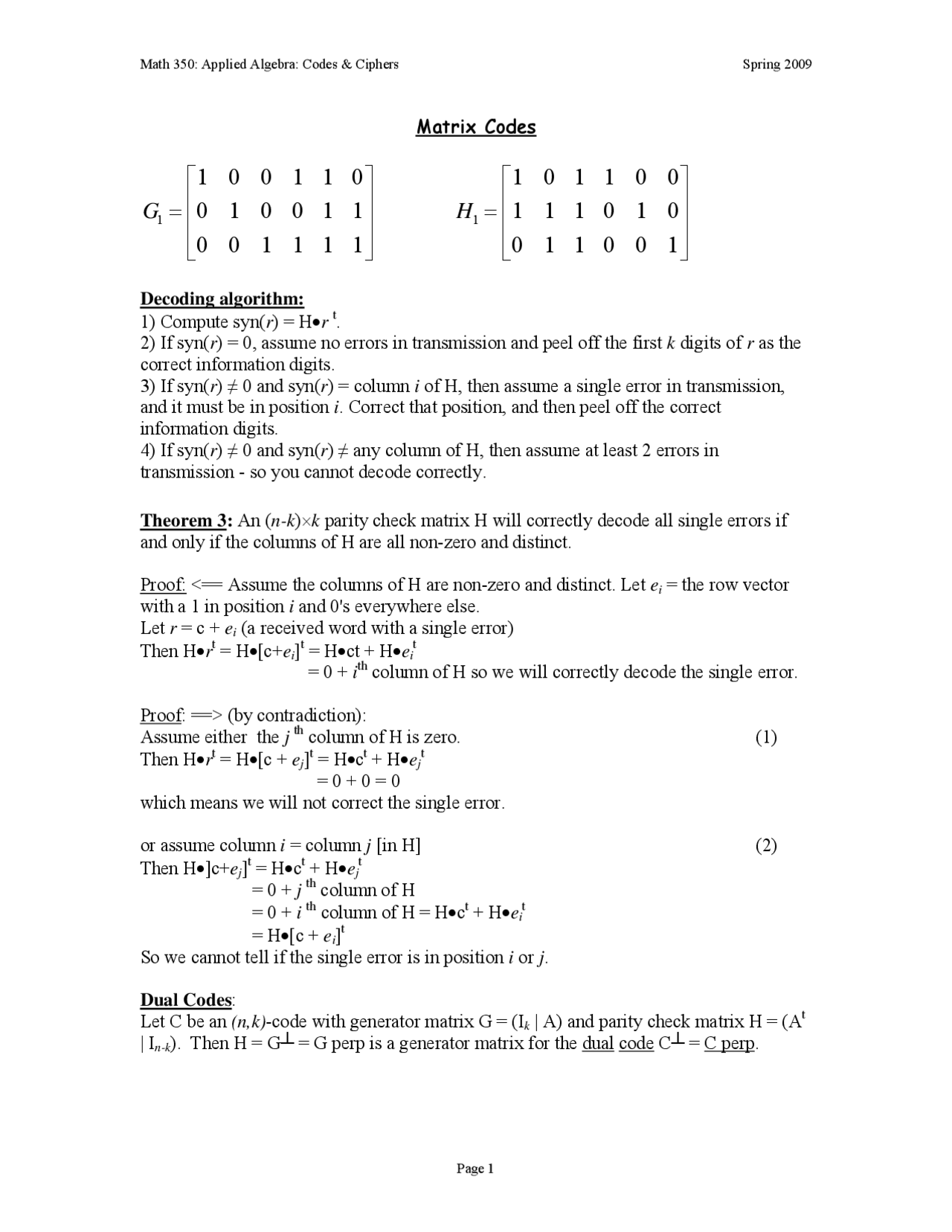 Matrix Reading Matrix Code An Introduction to Matrix Codes - Homework | MATH 350 - Docsity