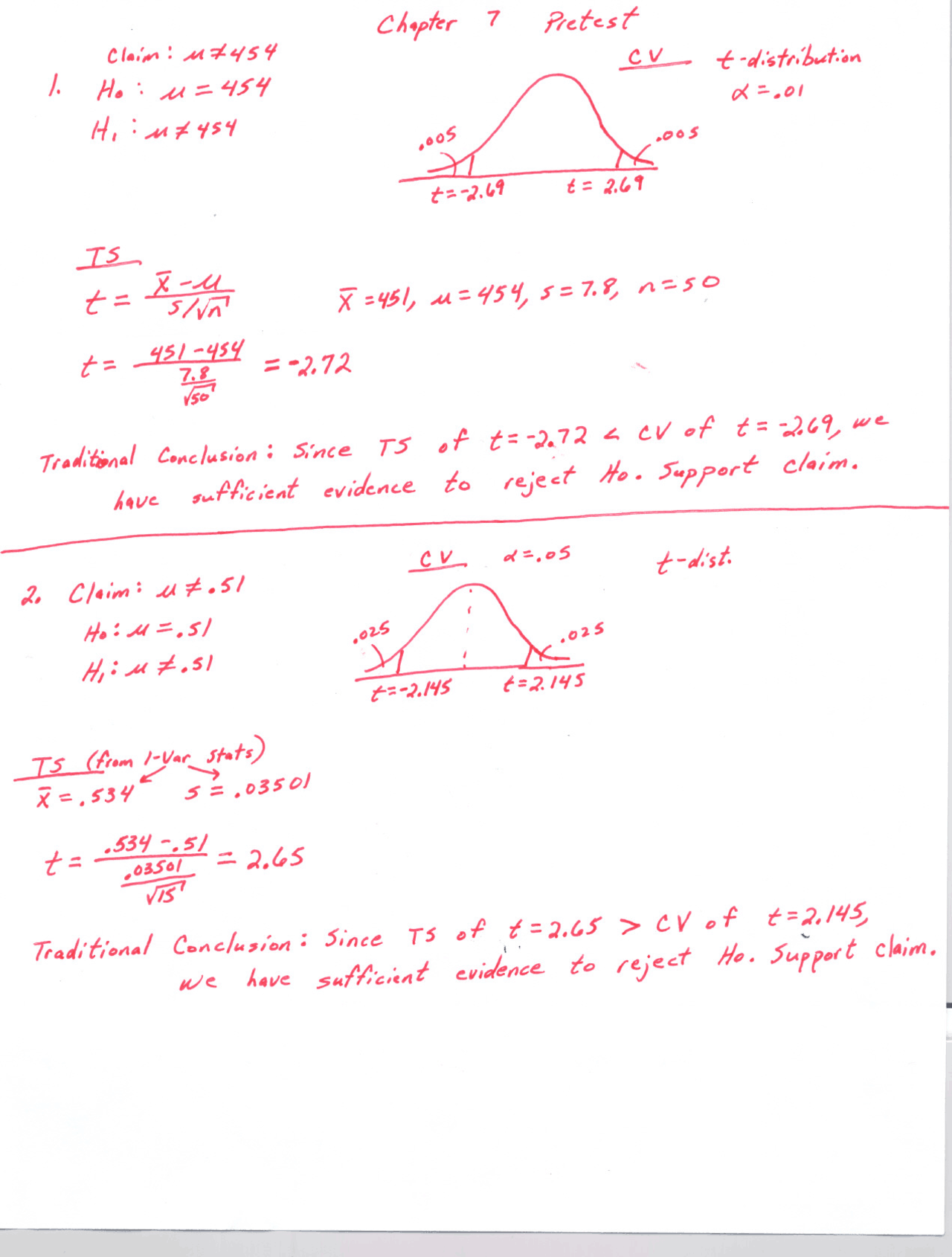 5 Solved Questions on the Test Distribution | MATH 1530 - Docsity