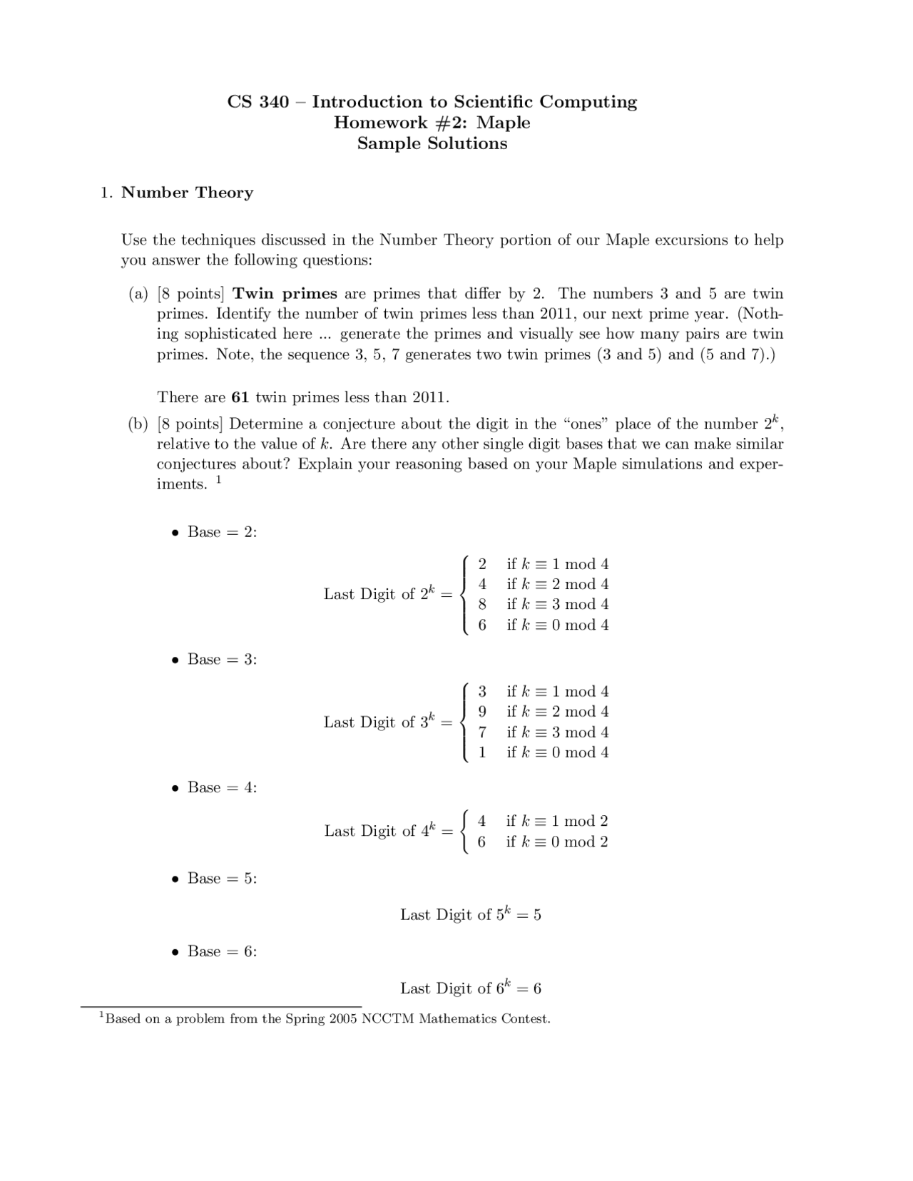 S Maple Math Problem Solved Problems on Number Theory in Maple Sample - Project 2 | CS 340 ...