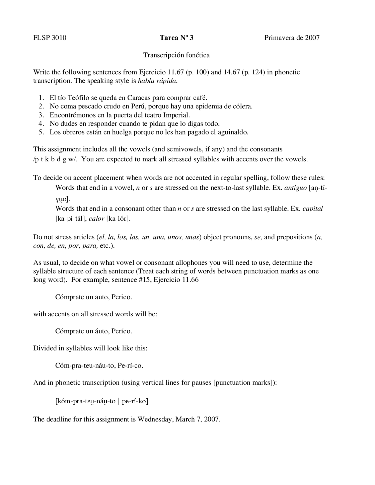 Transcription Phonetic - Spanish Phonetics | FLSP 3010 | Study notes  Spanish Language | Docsity