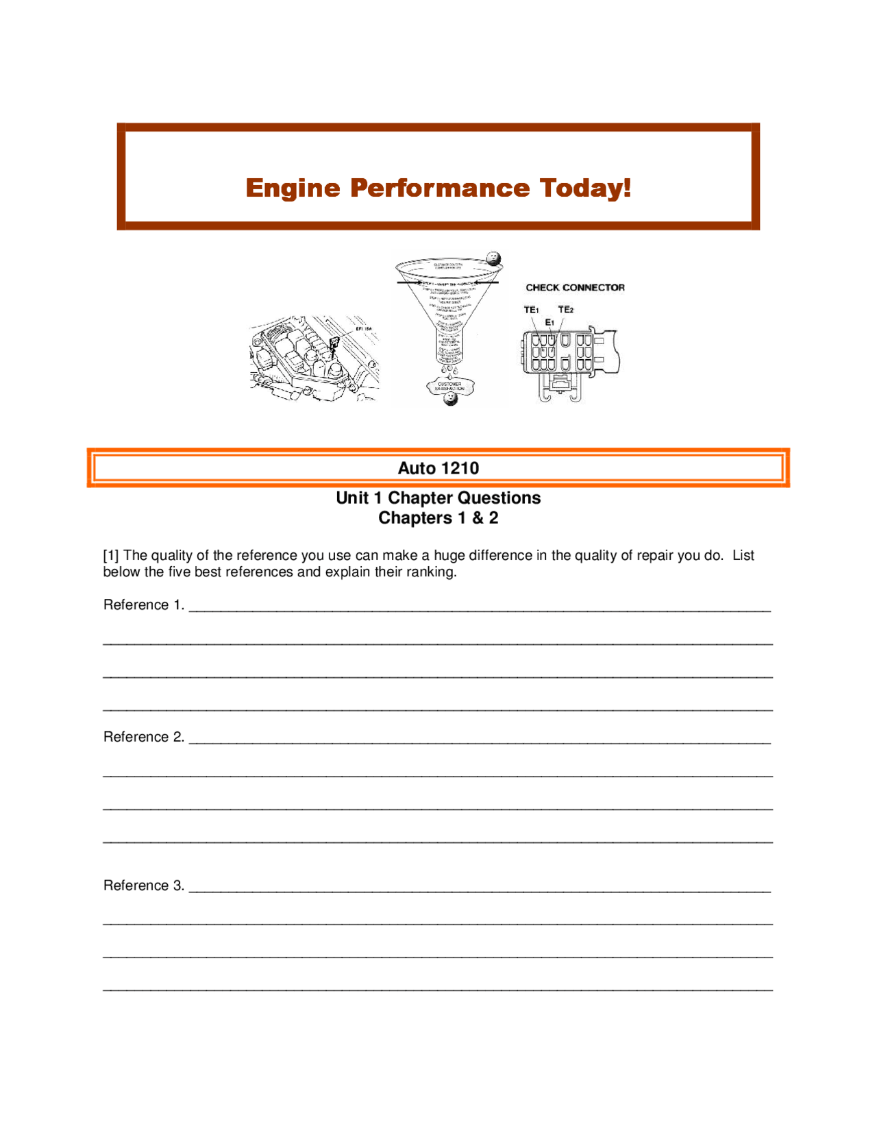 Engine Performance I - Review Sheet | AUTO 1210 - Docsity