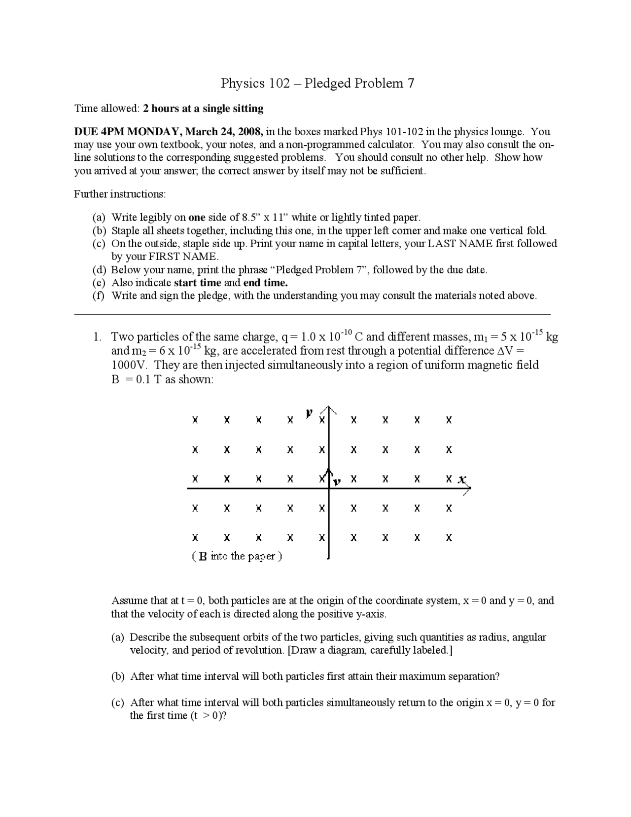 Pledged Problem 7 with Solutions - Mechanics (with Lab) | PHYS 101 ...