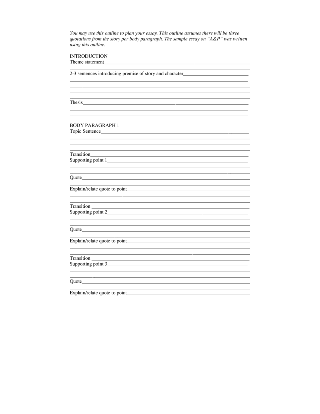English Composition I - Use Outline to Plan Essay | ENG 101 - Docsity
