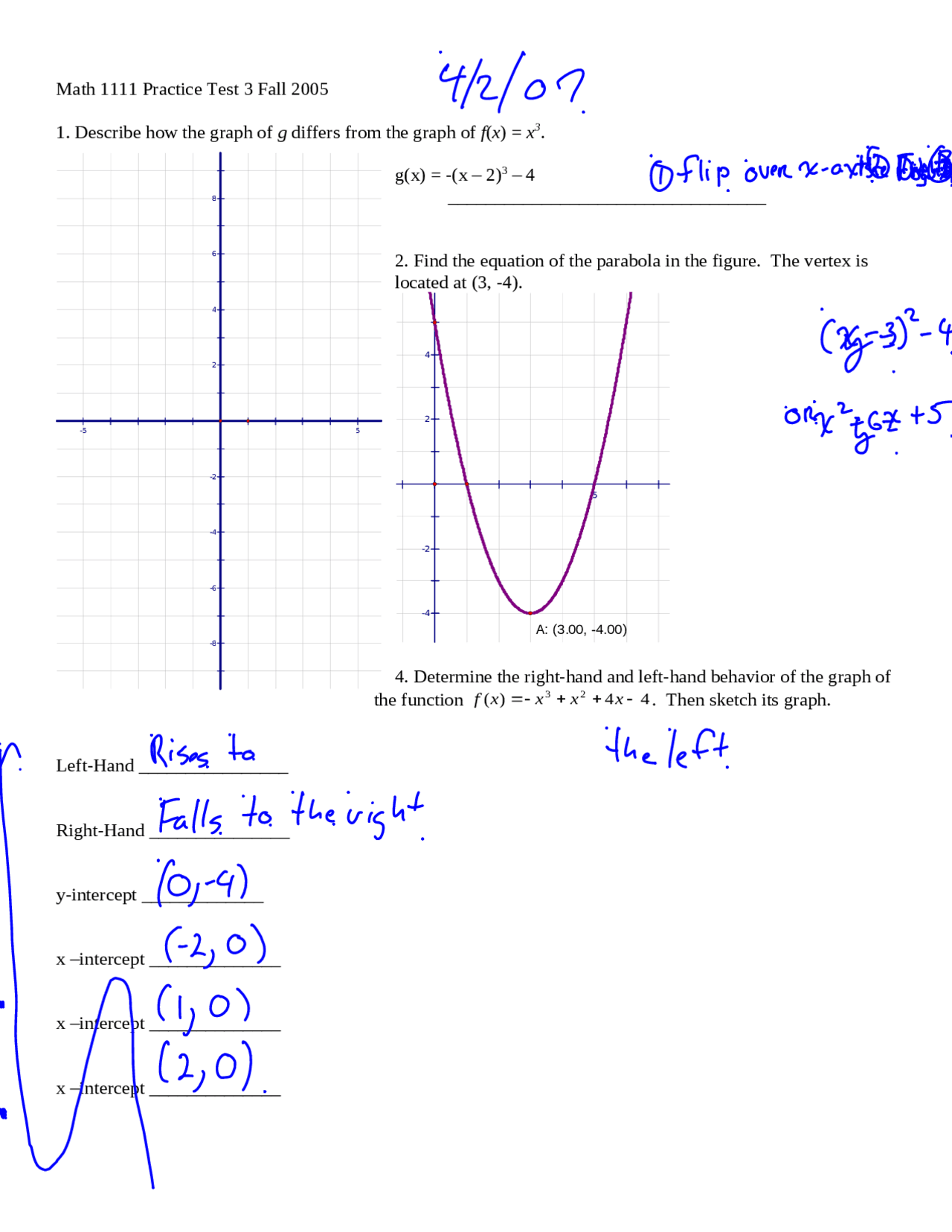 Practice Exam 3 - College Algebra | MATH 1111 | Exams Algebra - Docsity