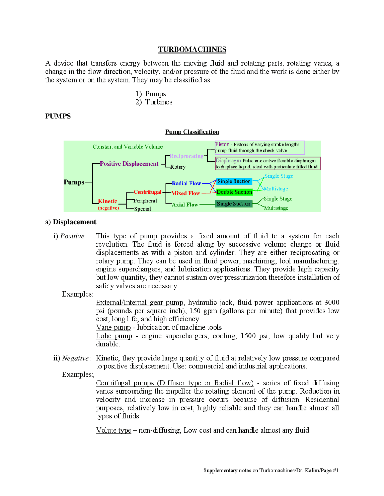 Turbo Machines - Fluid Mechanics - Lecture Notes | ME 321 - Docsity
