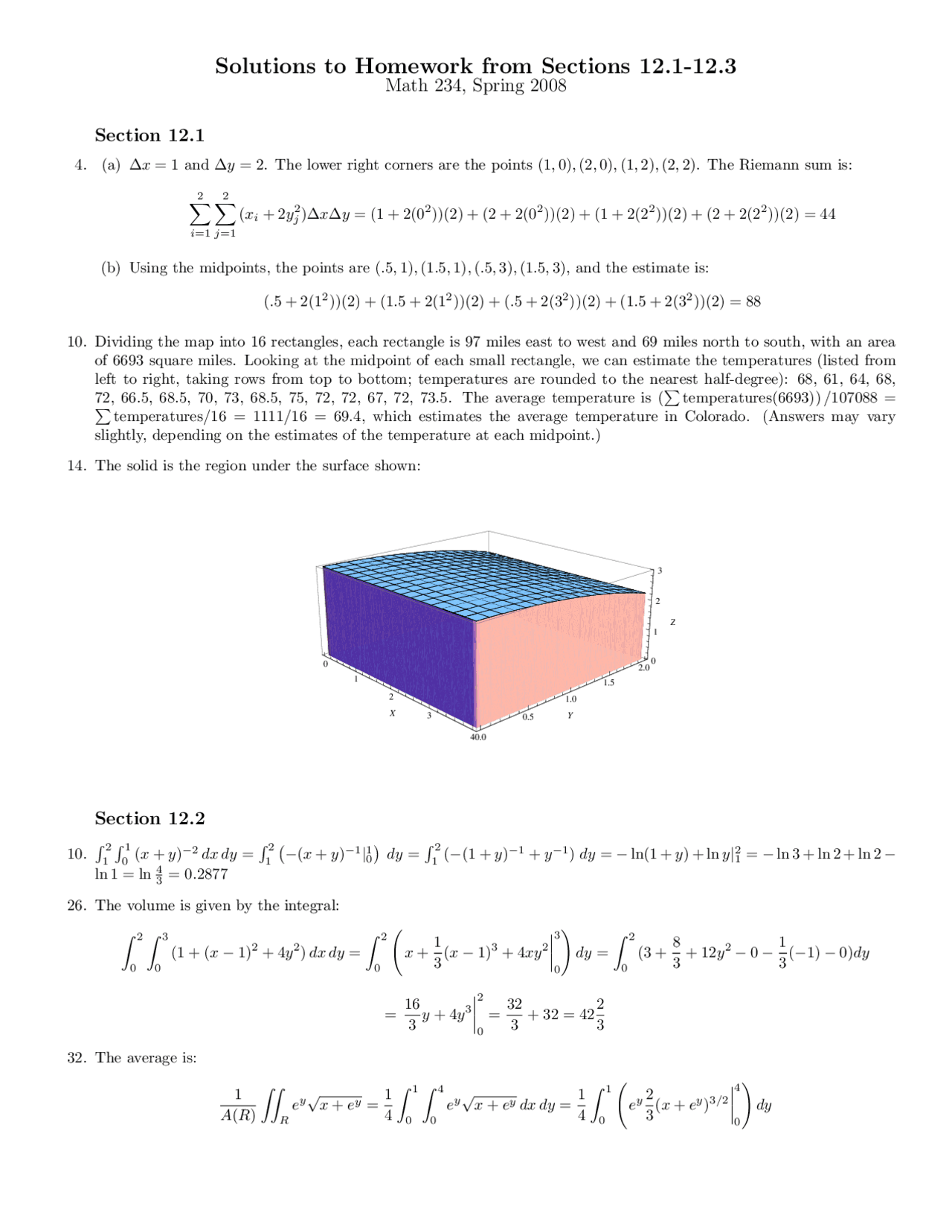 Math 234: Homework Solutions for Sections 12.1-12.3 | Assignments ...